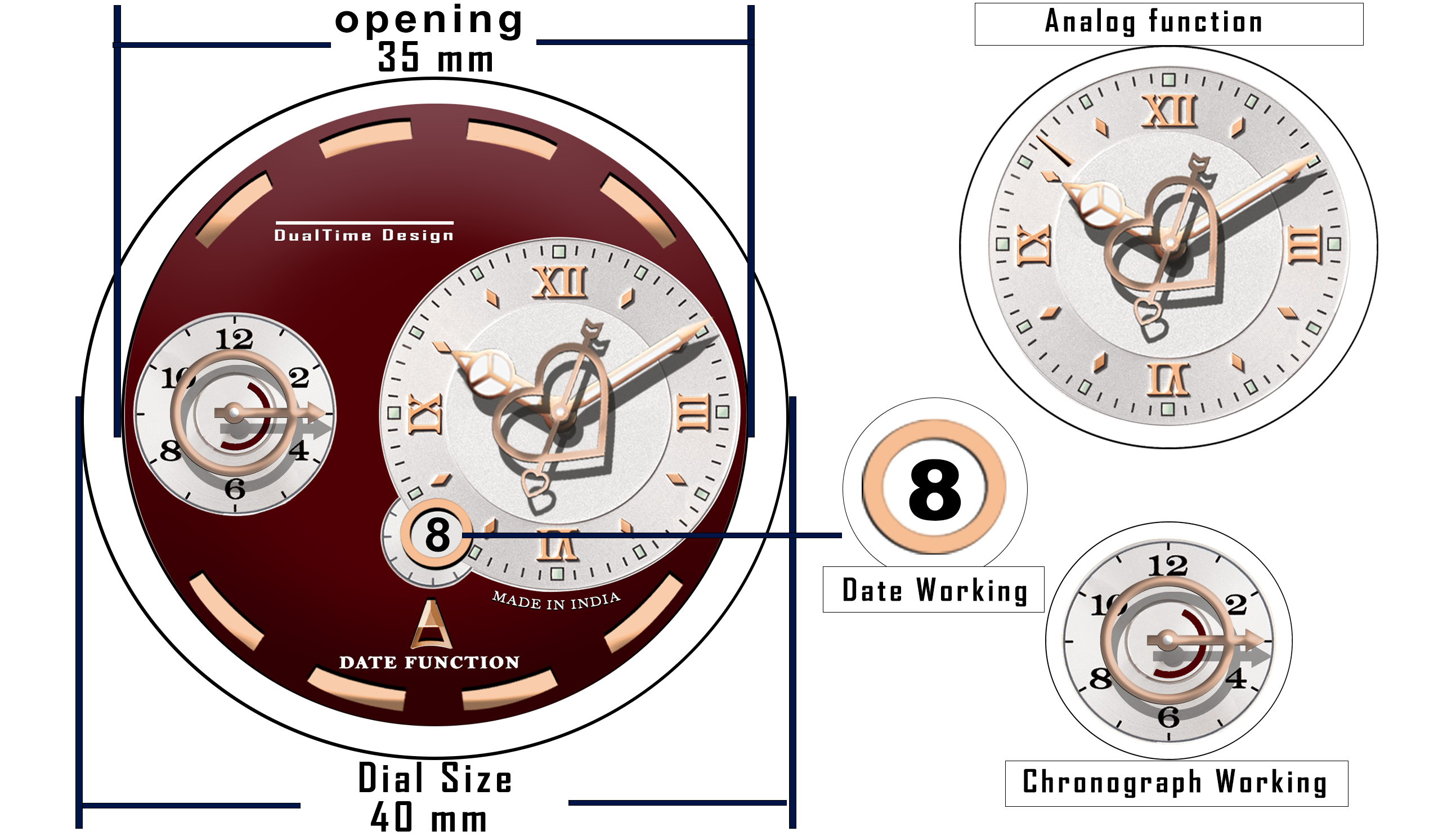 Doublerun DR15024 – Dual Time Designer Analog Watch with Date Function
