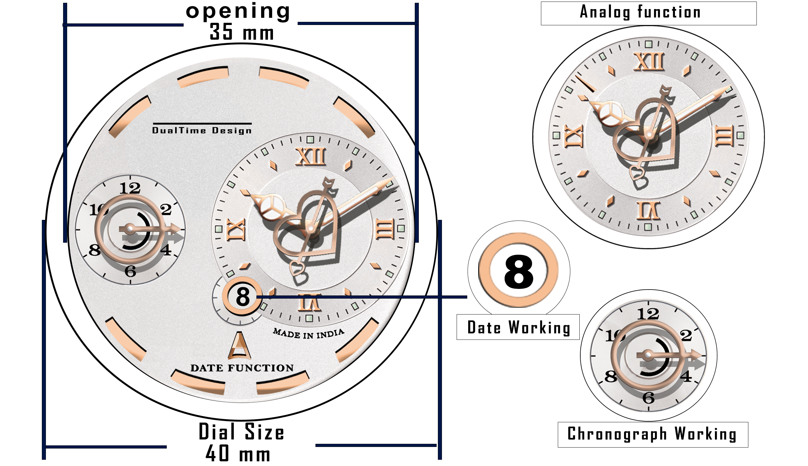 Doublerun DR15026 – Dual Time Designer Analog Watch with Date Function