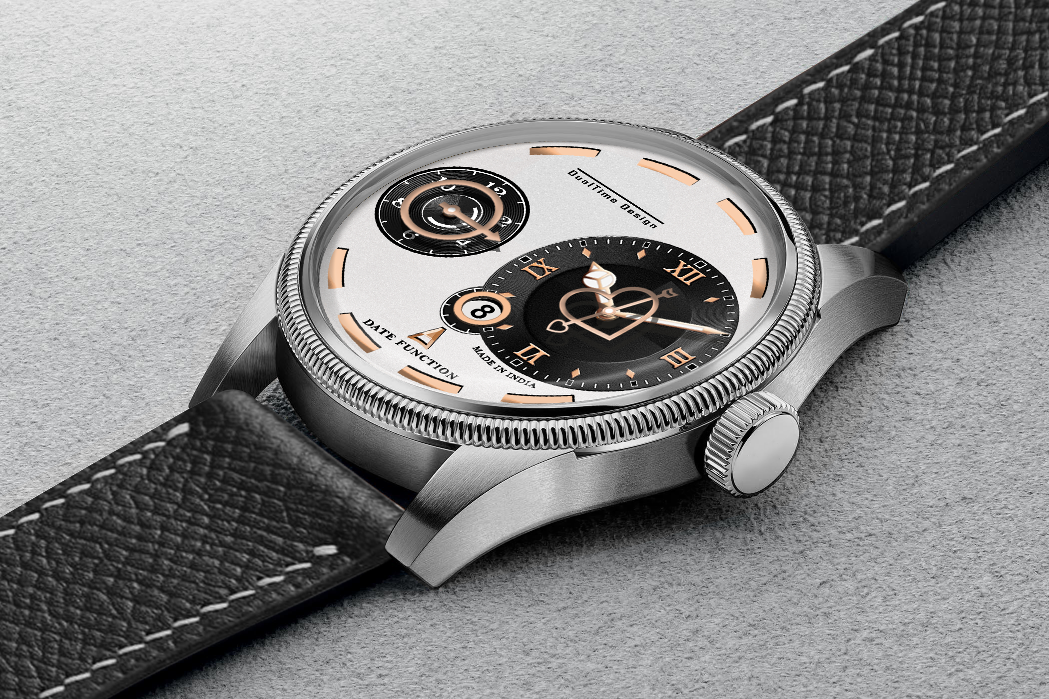 Doublerun DR15046 – Dual Time Designer Analog Watch with Date Function