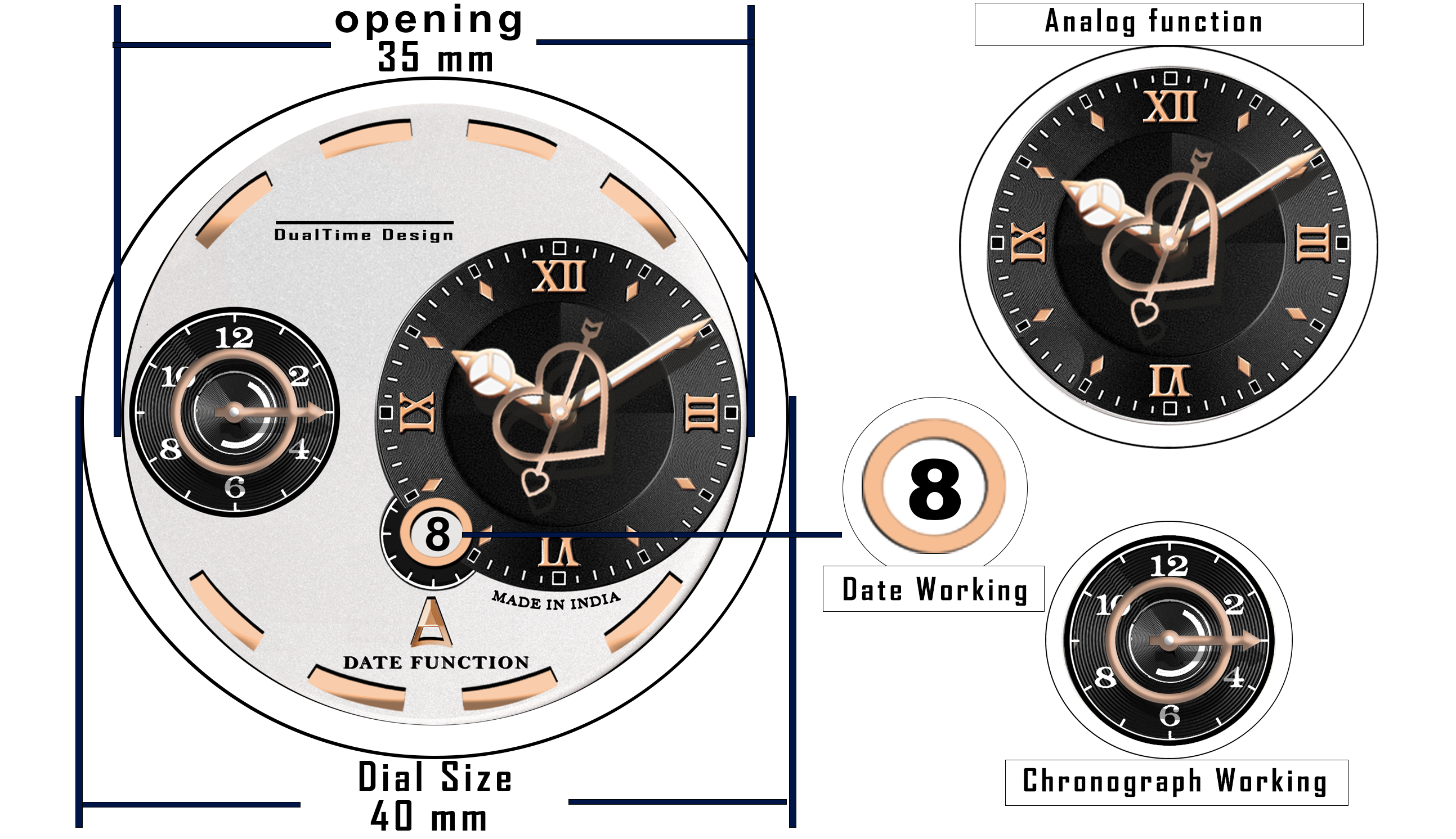 Doublerun DR15047 – Dual Time Designer Analog Watch with Date Function