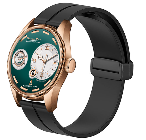 Doublerun DR16011 Men’s Analog Watch | Dual Time Dial, Working Chronograph & Date | Copper Case with Magnetic Buckle |