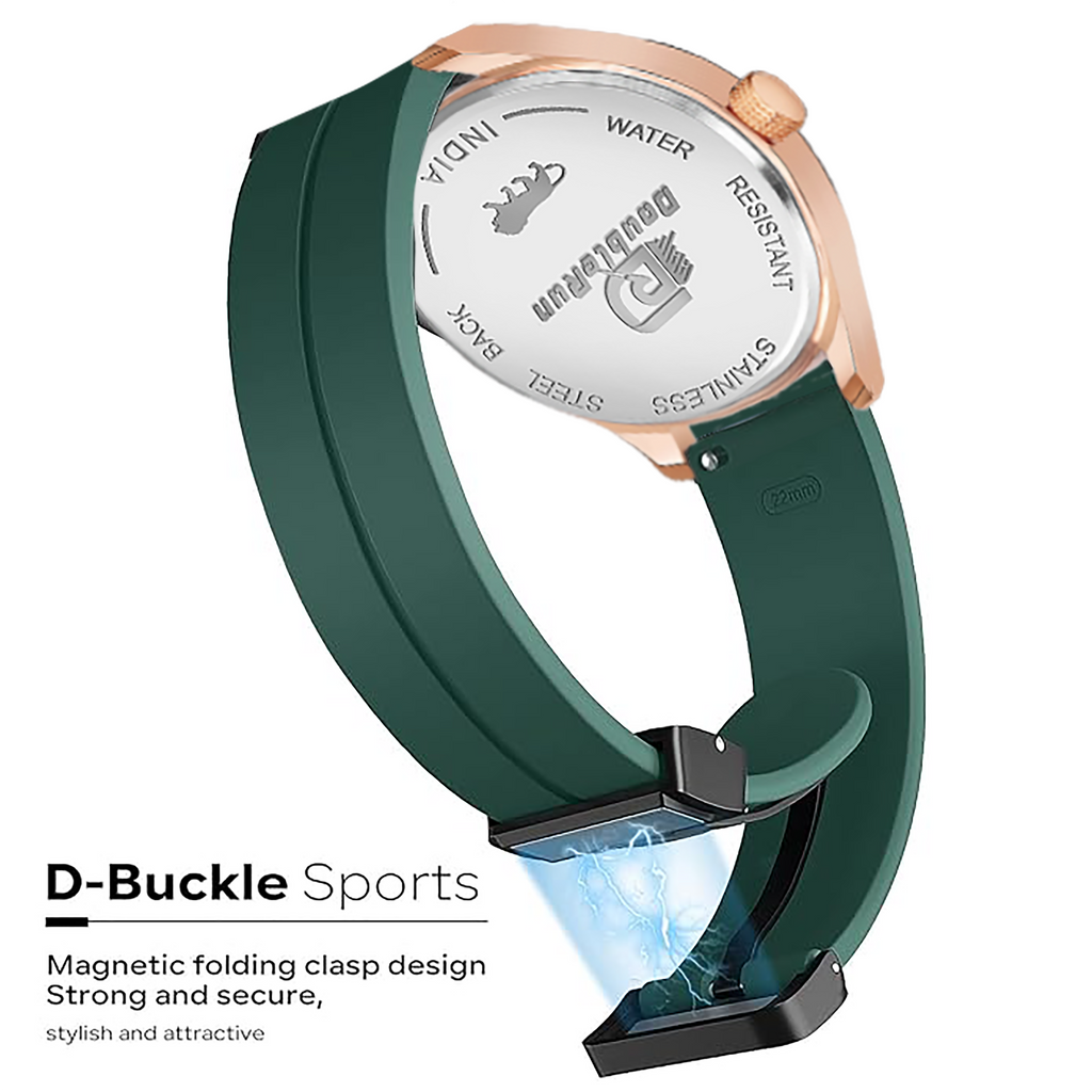 Doublerun DR16012 Men’s Analog Watch | Dual Time Dial, Working Chronograph & Date | Copper Case with Magnetic Buckle |