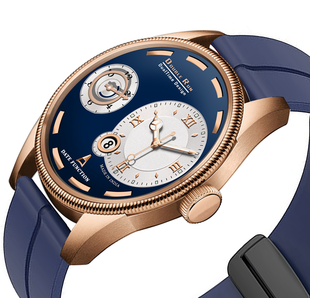 Doublerun DR16013 Men’s Analog Watch | Dual Time Dial, Working Chronograph & Date | Copper Case with Magnetic Buckle