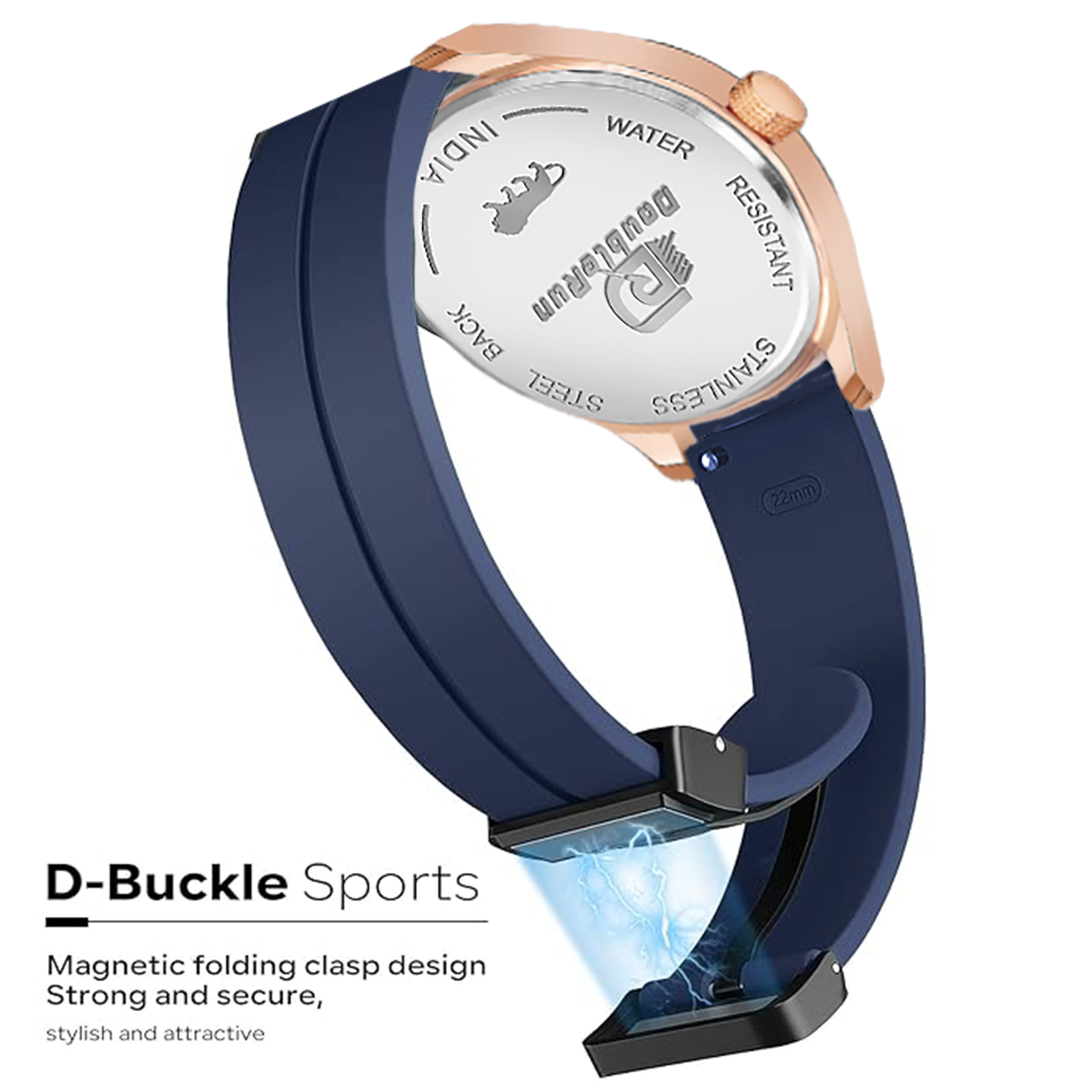 Doublerun DR16013 Men’s Analog Watch | Dual Time Dial, Working Chronograph & Date | Copper Case with Magnetic Buckle