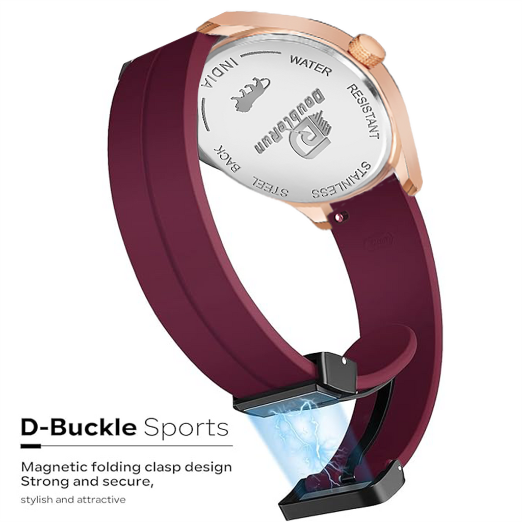 Doublerun DR16014 Men’s Analog Watch | Dual Time Dial, Working Chronograph & Date | Copper Case with Magnetic Buckle |