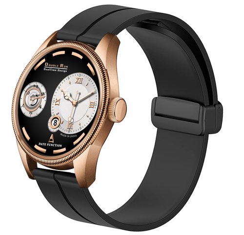Doublerun DR16015 Men’s Analog Watch | Dual Time Dial, Working Chronograph & Date | Copper Case with Magnetic Buckle |