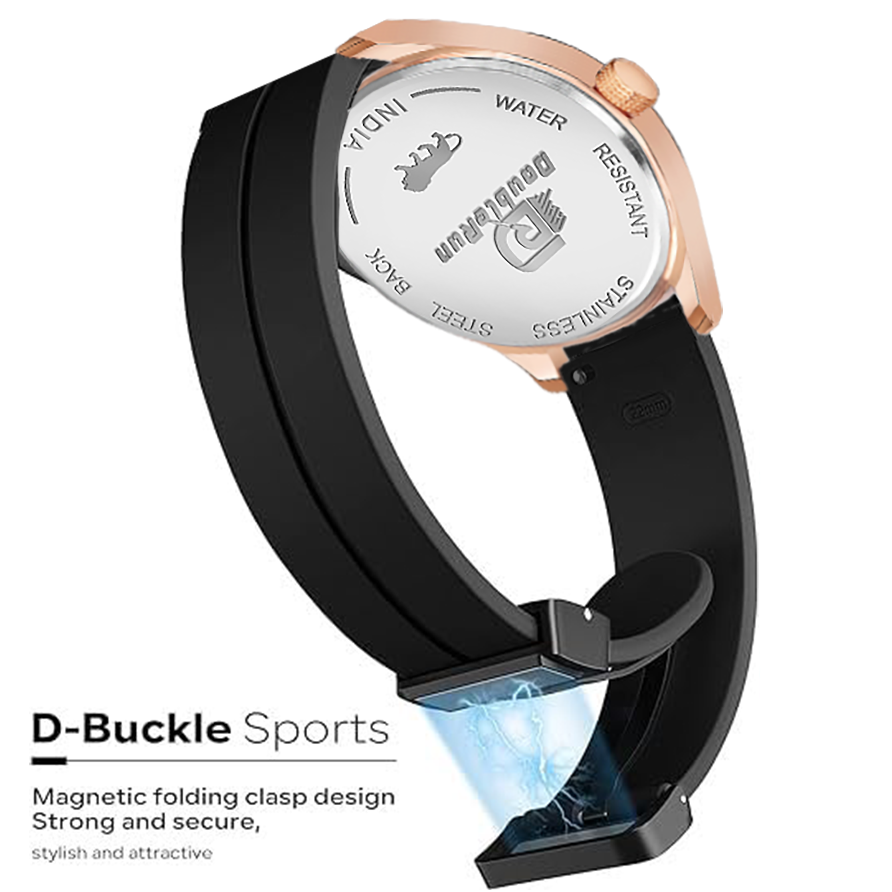 Doublerun DR16015 Men’s Analog Watch | Dual Time Dial, Working Chronograph & Date | Copper Case with Magnetic Buckle |