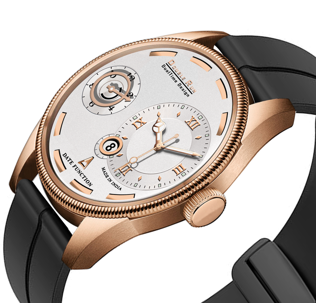 Doublerun DR16016 Men’s Analog Watch | Dual Time Dial, Working Chronograph & Date | Copper Case with Magnetic Buckle |