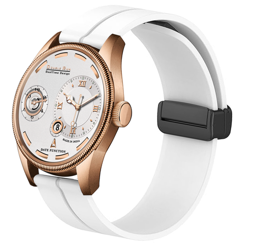 Doublerun DR16017 Men's Analog Watch | Dual Time Dial, Working Chronograph & Date | Copper Case with Magnetic Buckle |
