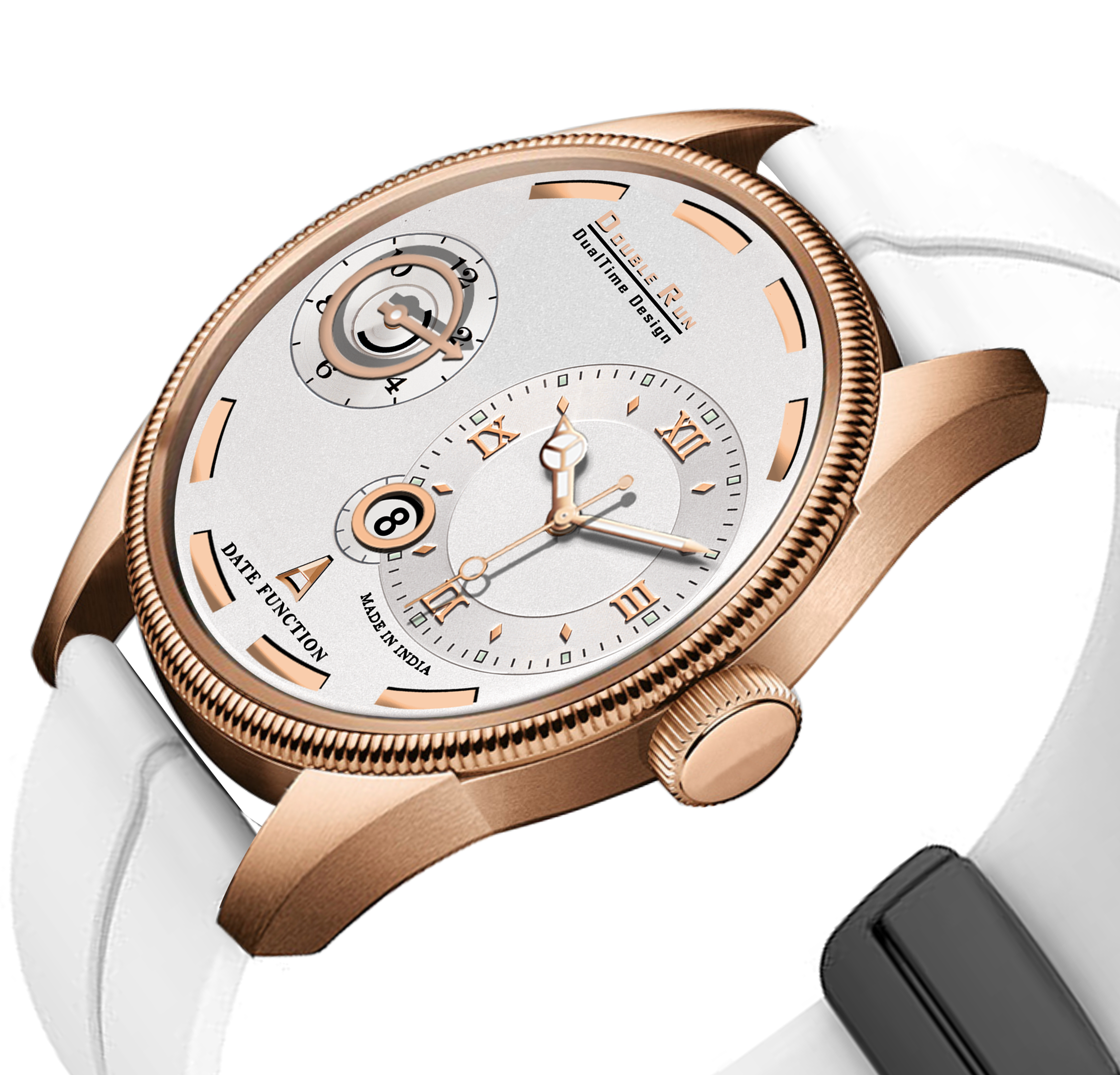 Doublerun DR16017 Men's Analog Watch | Dual Time Dial, Working Chronograph & Date | Copper Case with Magnetic Buckle |