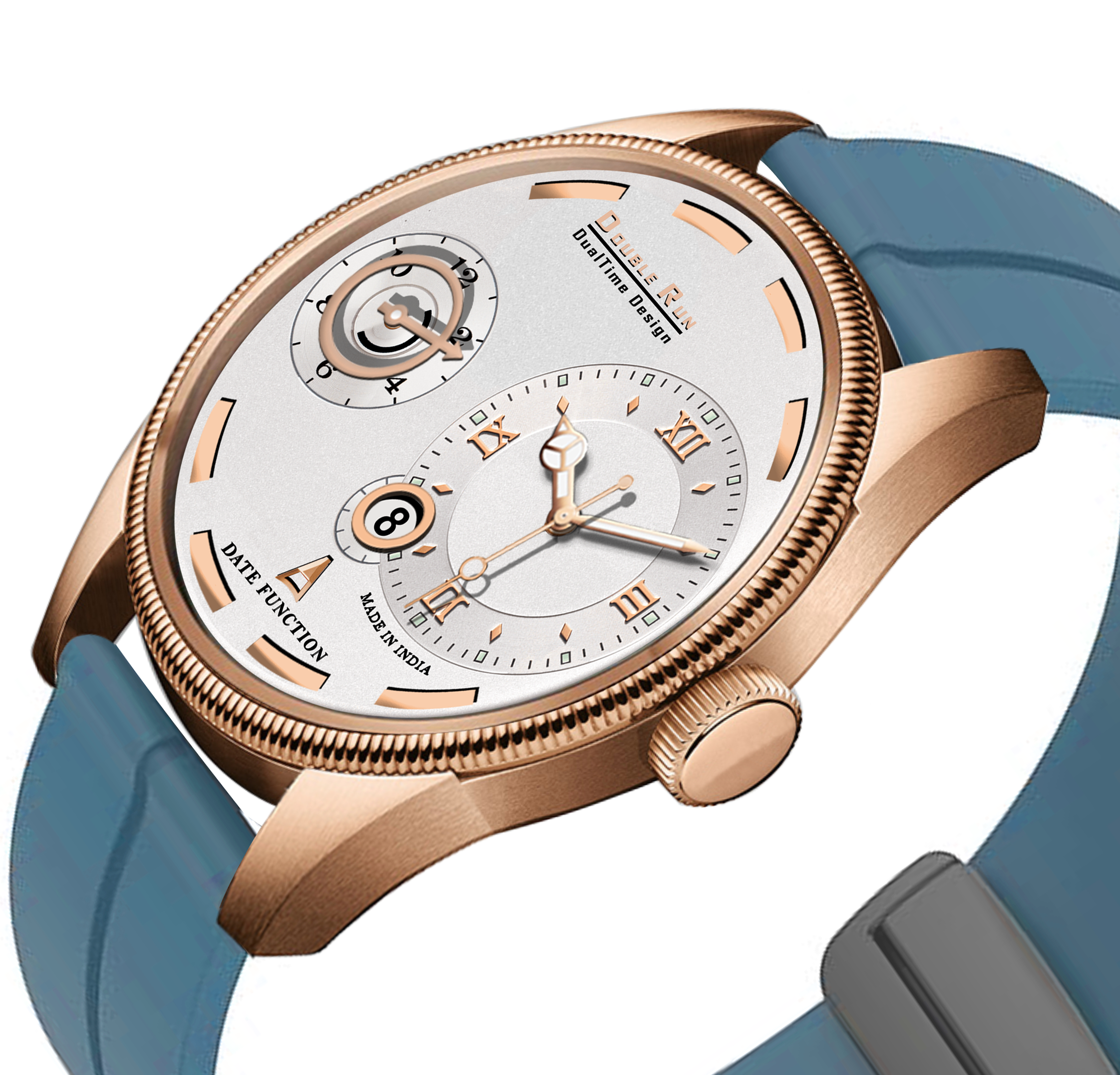 Doublerun DR16018 Men’s Analog Watch | Dual Time Dial, Working Chronograph & Date | Copper Case with Magnetic Buckle |