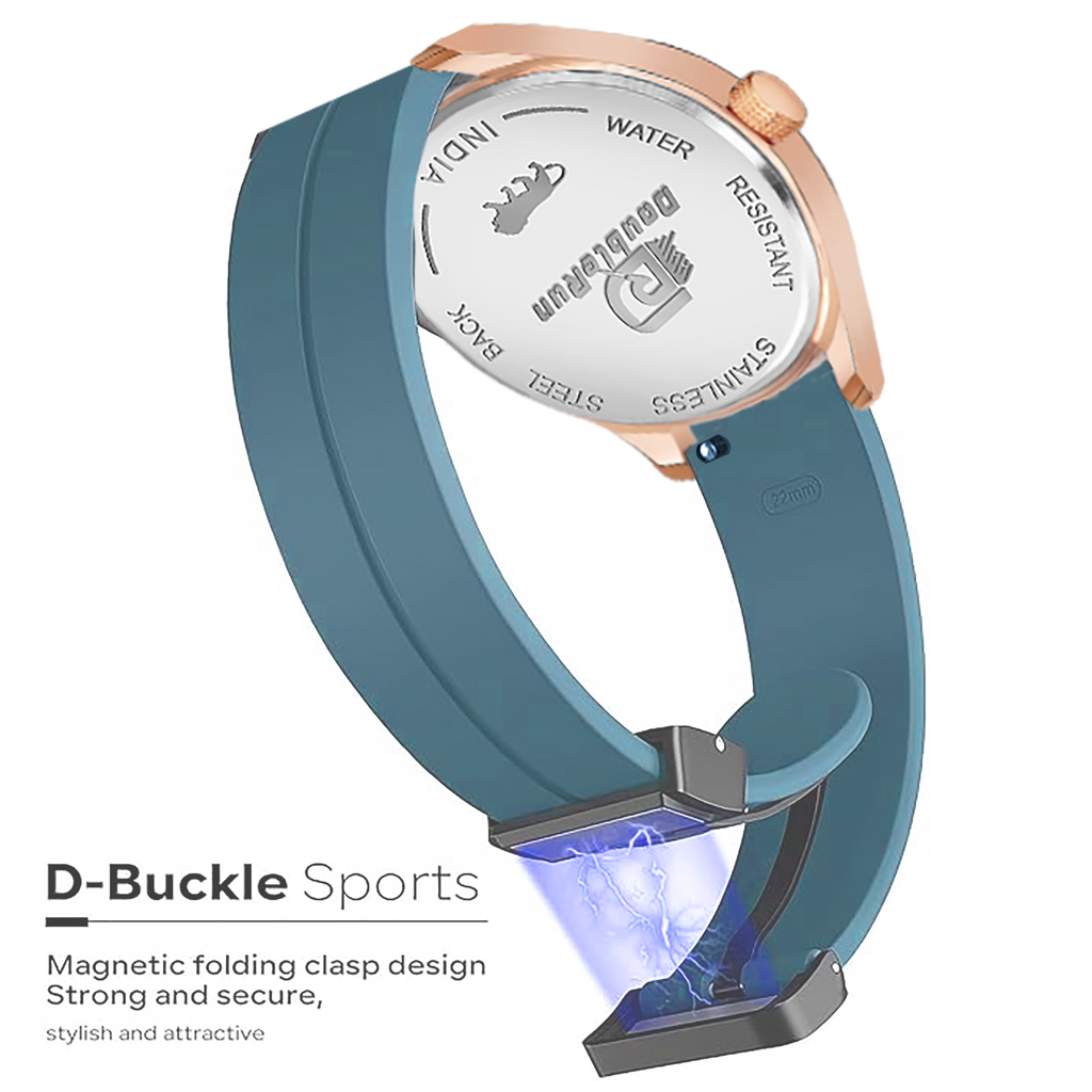 Doublerun DR16018 Men’s Analog Watch | Dual Time Dial, Working Chronograph & Date | Copper Case with Magnetic Buckle |