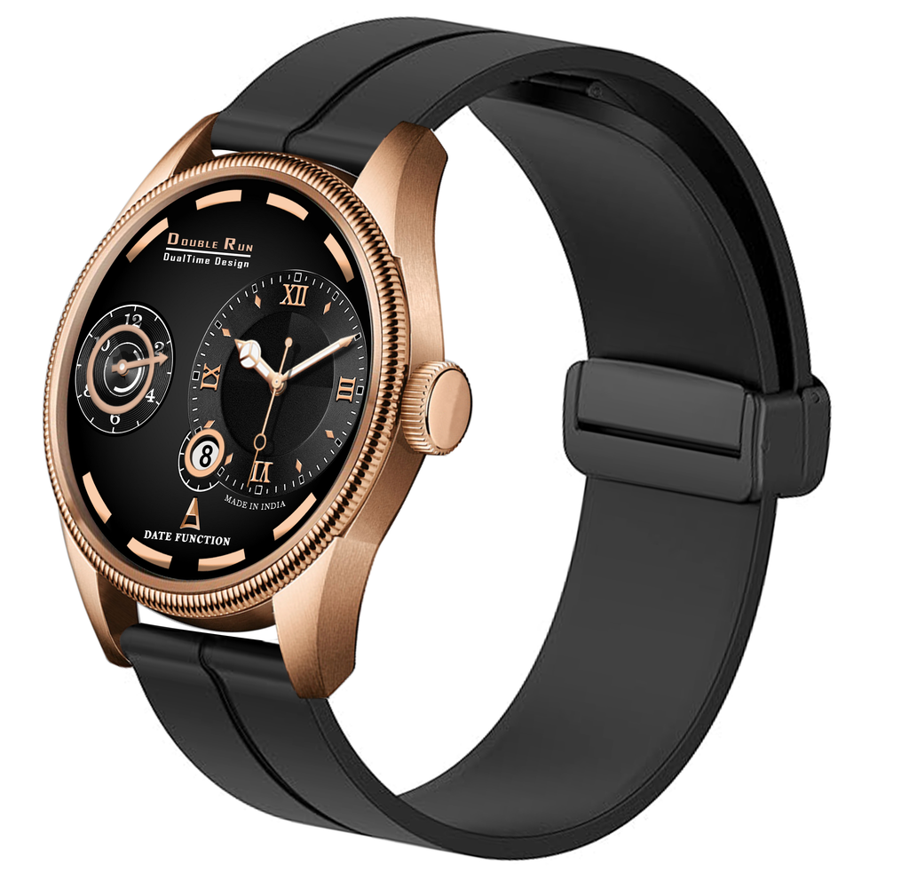 Doublerun DR16034 Men’s Analog Watch | Dual Time Dial, Working Chronograph & Date | Copper Case with Magnetic Buckle |