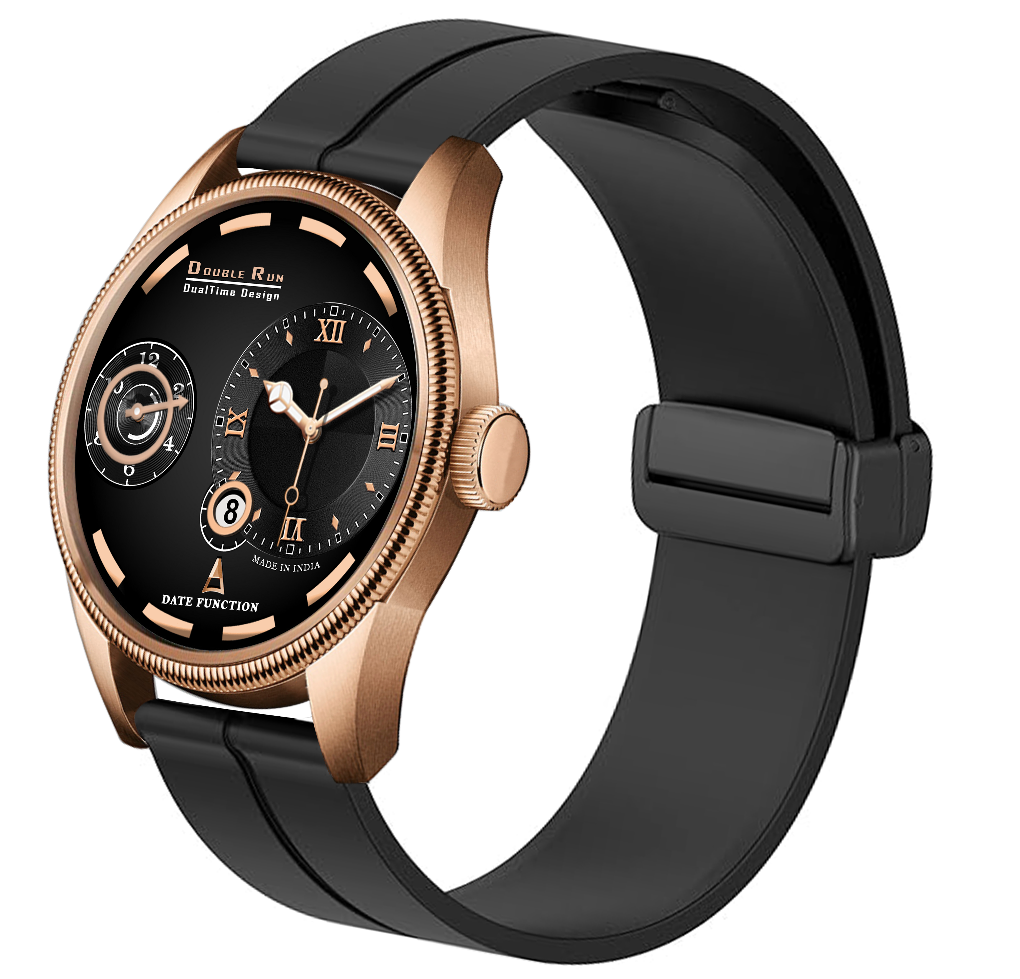 Doublerun DR16034 Men’s Analog Watch | Dual Time Dial, Working Chronograph & Date | Copper Case with Magnetic Buckle |