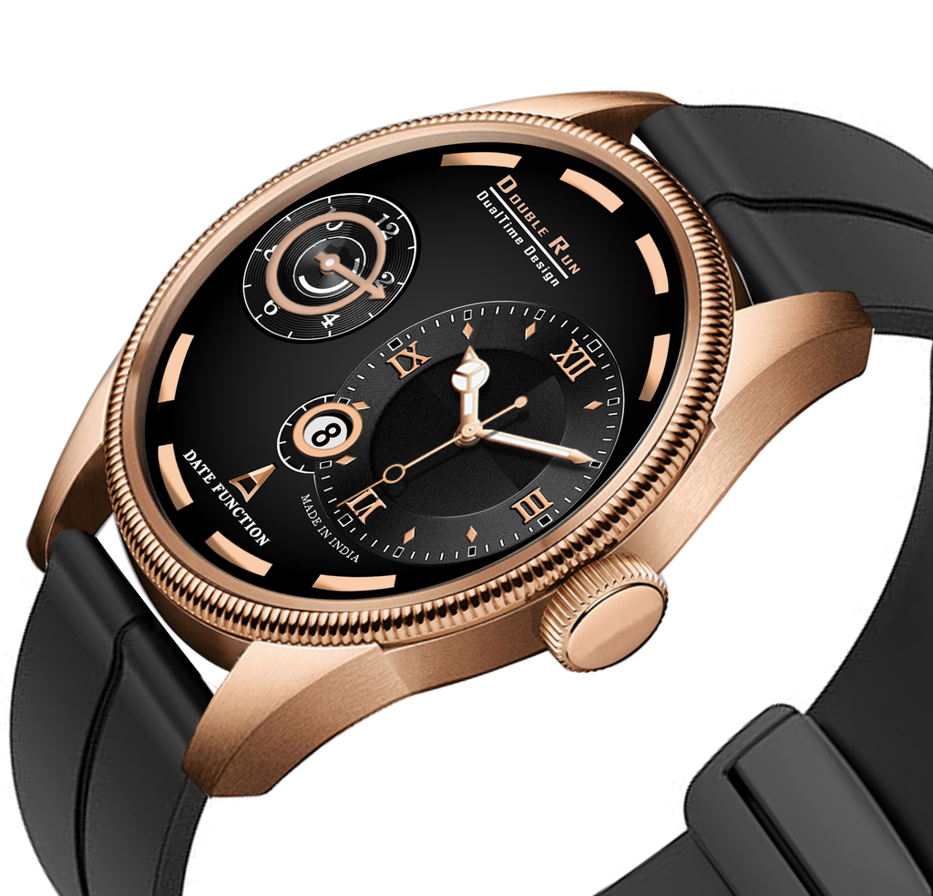 Doublerun DR16034 Men’s Analog Watch | Dual Time Dial, Working Chronograph & Date | Copper Case with Magnetic Buckle |