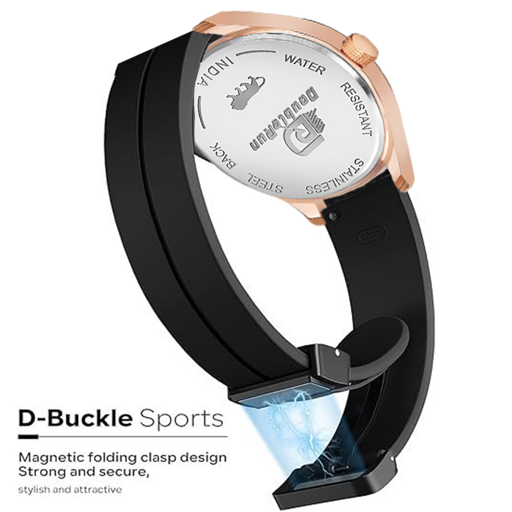 Doublerun DR16034 Men’s Analog Watch | Dual Time Dial, Working Chronograph & Date | Copper Case with Magnetic Buckle |
