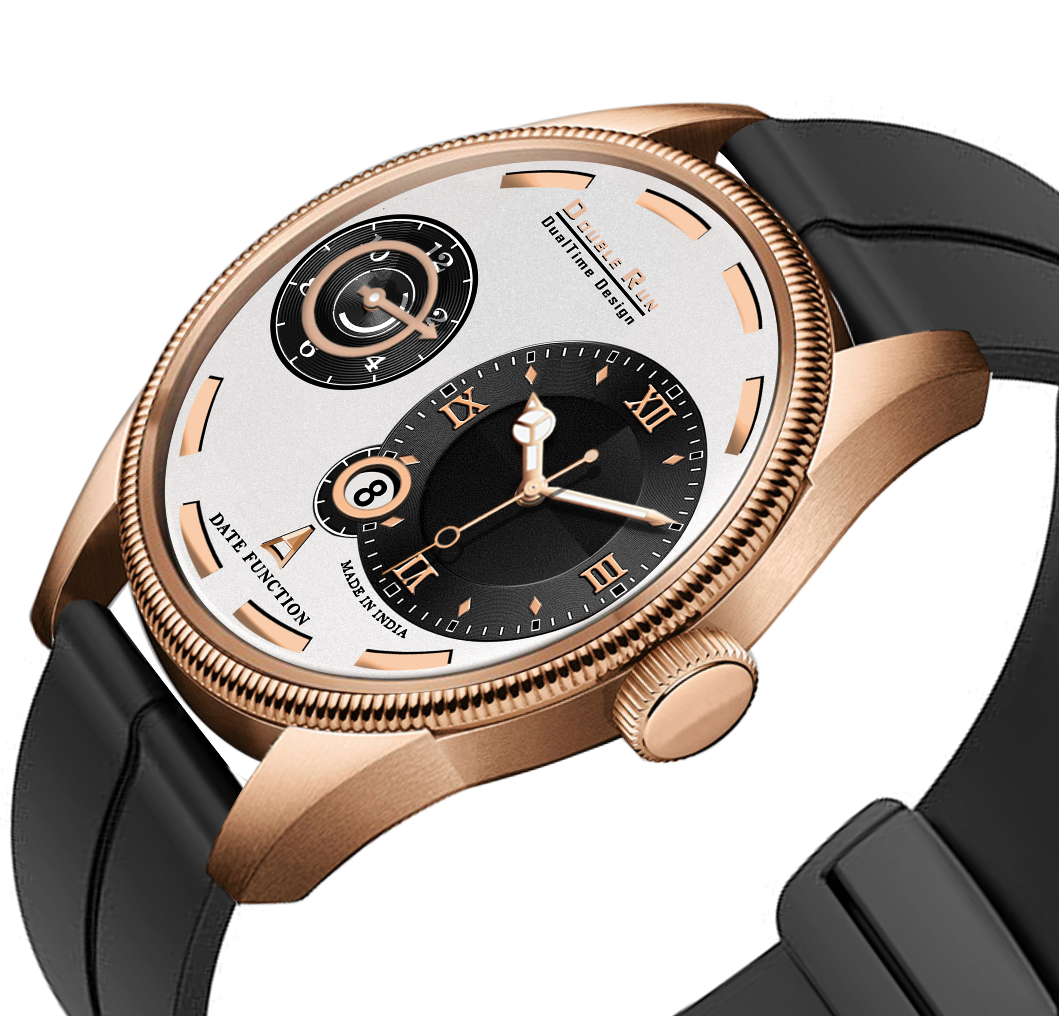 Doublerun DR16036 Men’s Analog Watch | Dual Time Dial, Working Chronograph & Date | Copper Case with Magnetic Buckle |