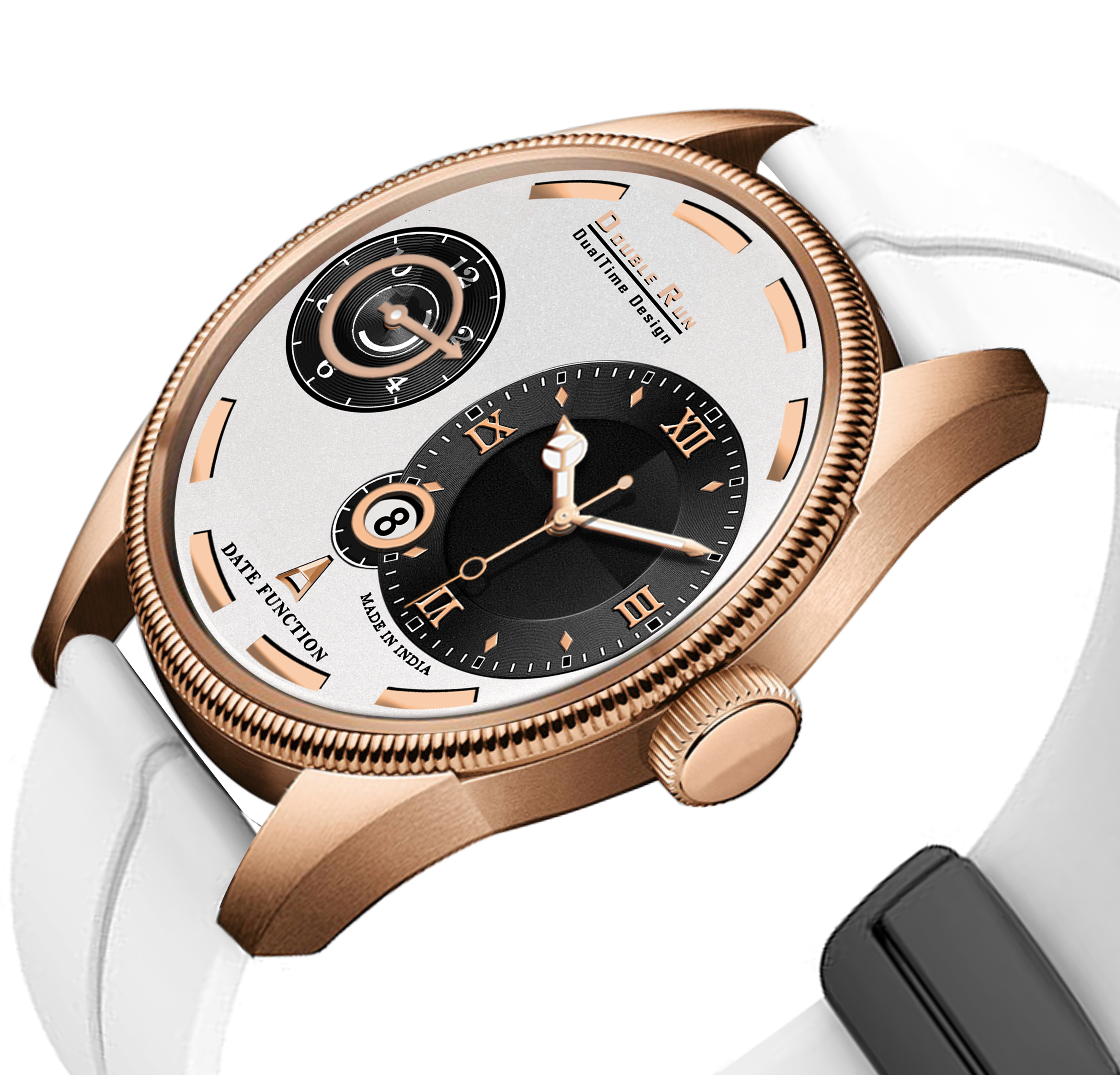 Doublerun DR16037 Men’s Analog Watch | Dual Time Dial, Working Chronograph & Date | Copper Case with Magnetic Buckle |