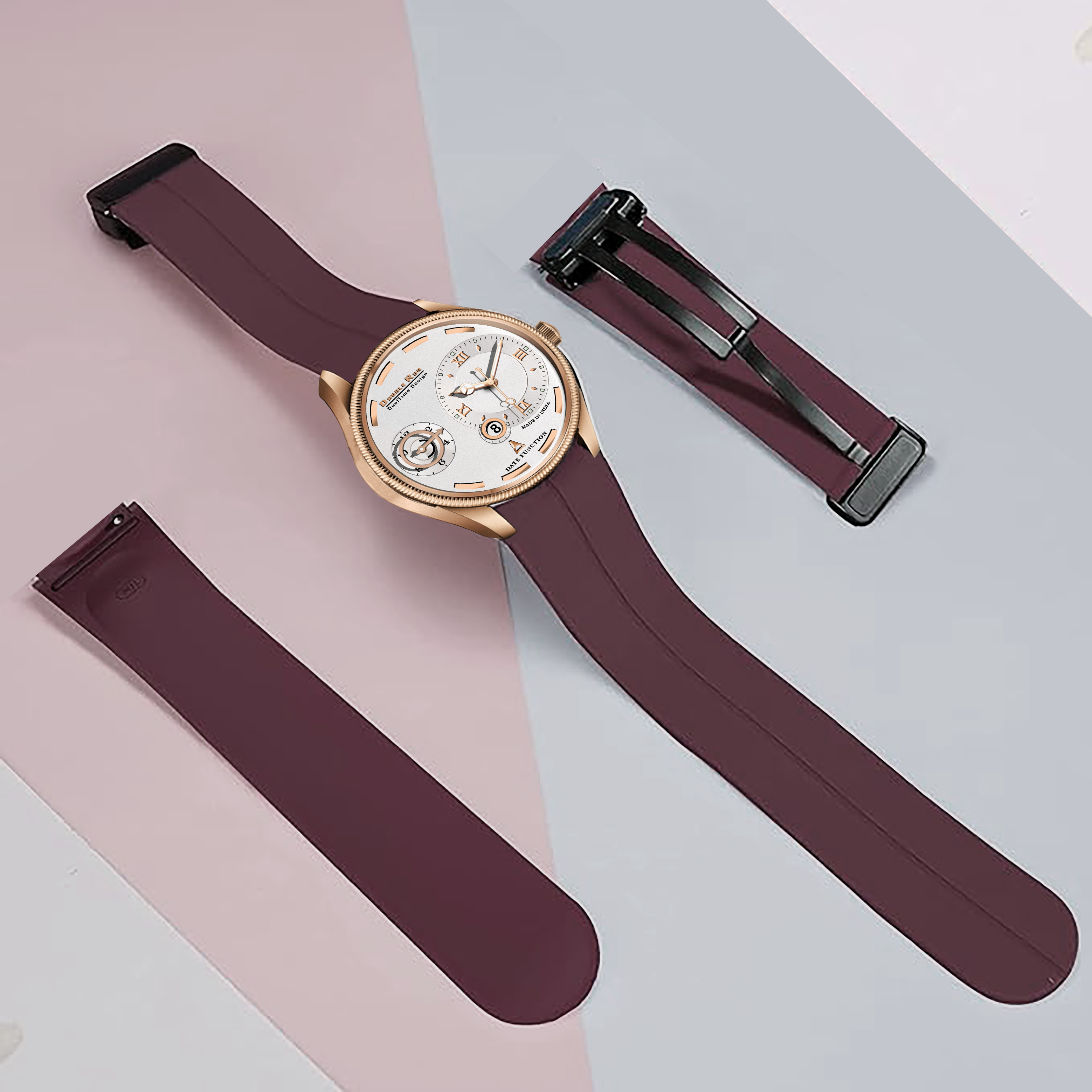 Doublerun DR16038 Men’s Analog Watch | Dual Time Dial, Working Chronograph & Date | Copper Case with Magnetic Buckle |