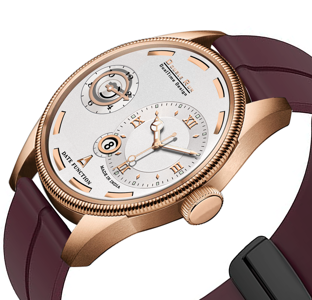 Doublerun DR16038 Men’s Analog Watch | Dual Time Dial, Working Chronograph & Date | Copper Case with Magnetic Buckle |