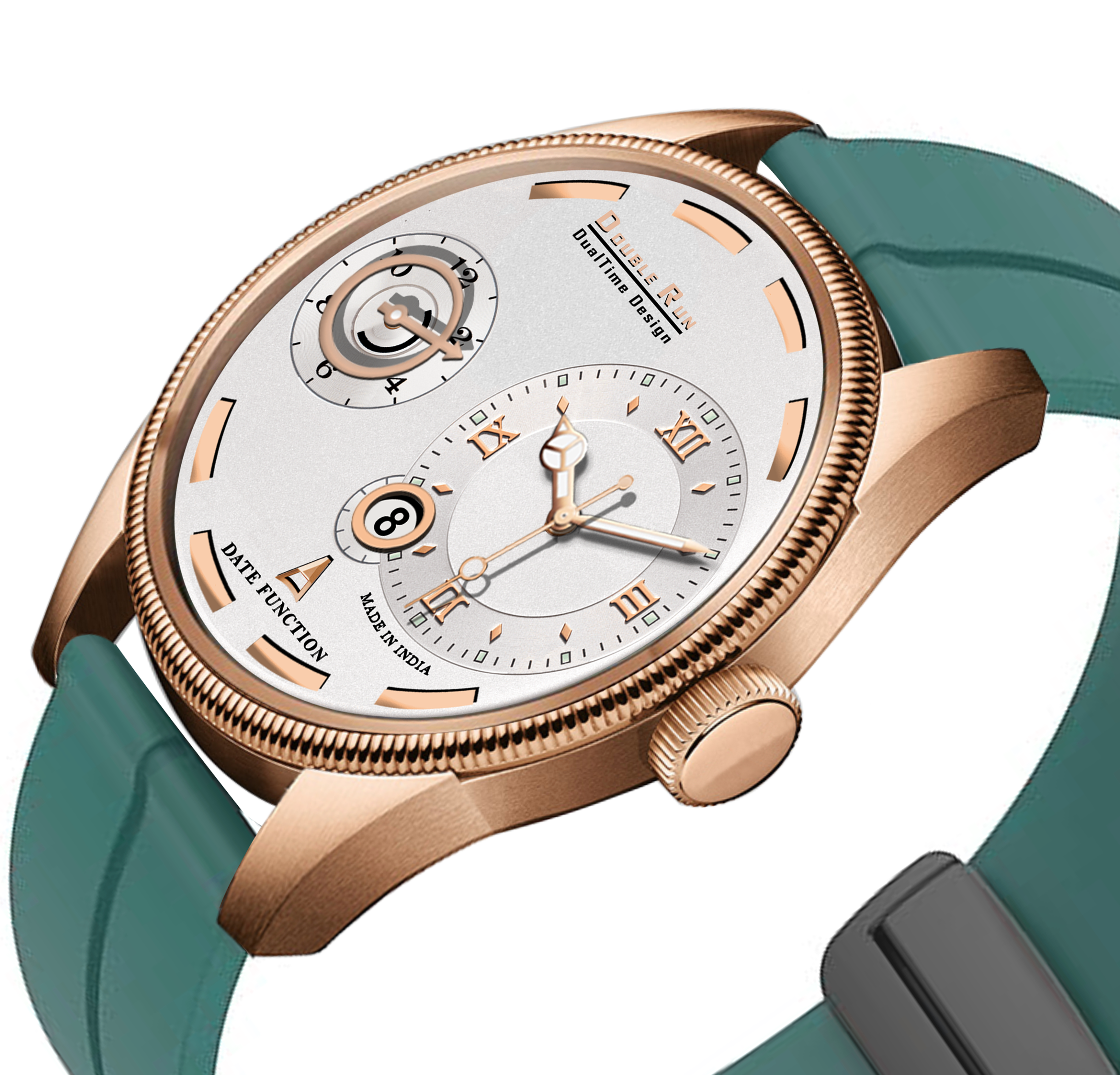Doublerun DR16039 Men’s Analog Watch | Dual Time Dial, Working Chronograph & Date | Copper Case with Magnetic Buckle |