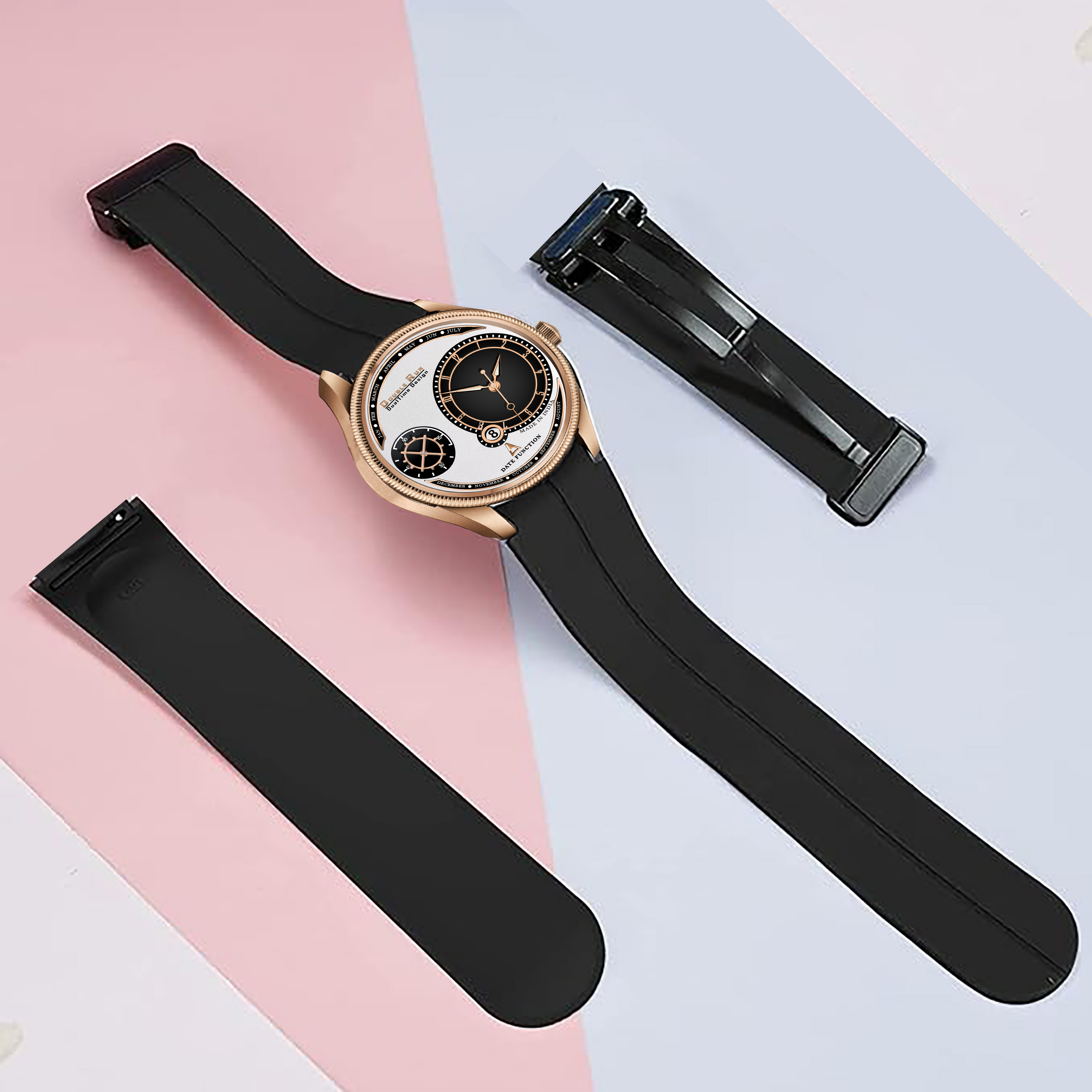 DOUBLERUN DR17015 Men’s Chronograph Watch | Waterproof, 3D Glass, Premium Silicone Strap