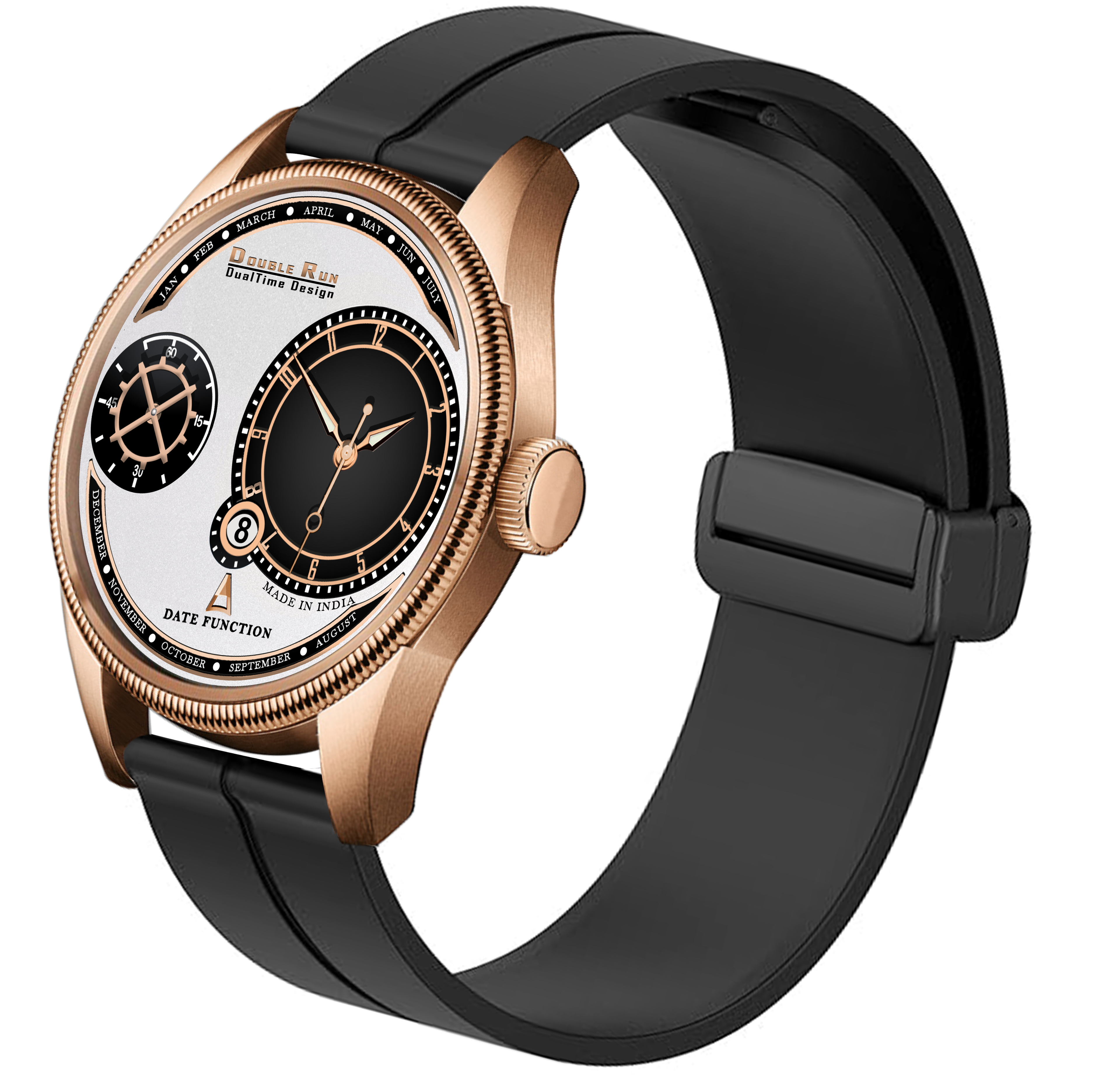 DOUBLERUN DR17015 Men’s Chronograph Watch | Waterproof, 3D Glass, Premium Silicone Strap