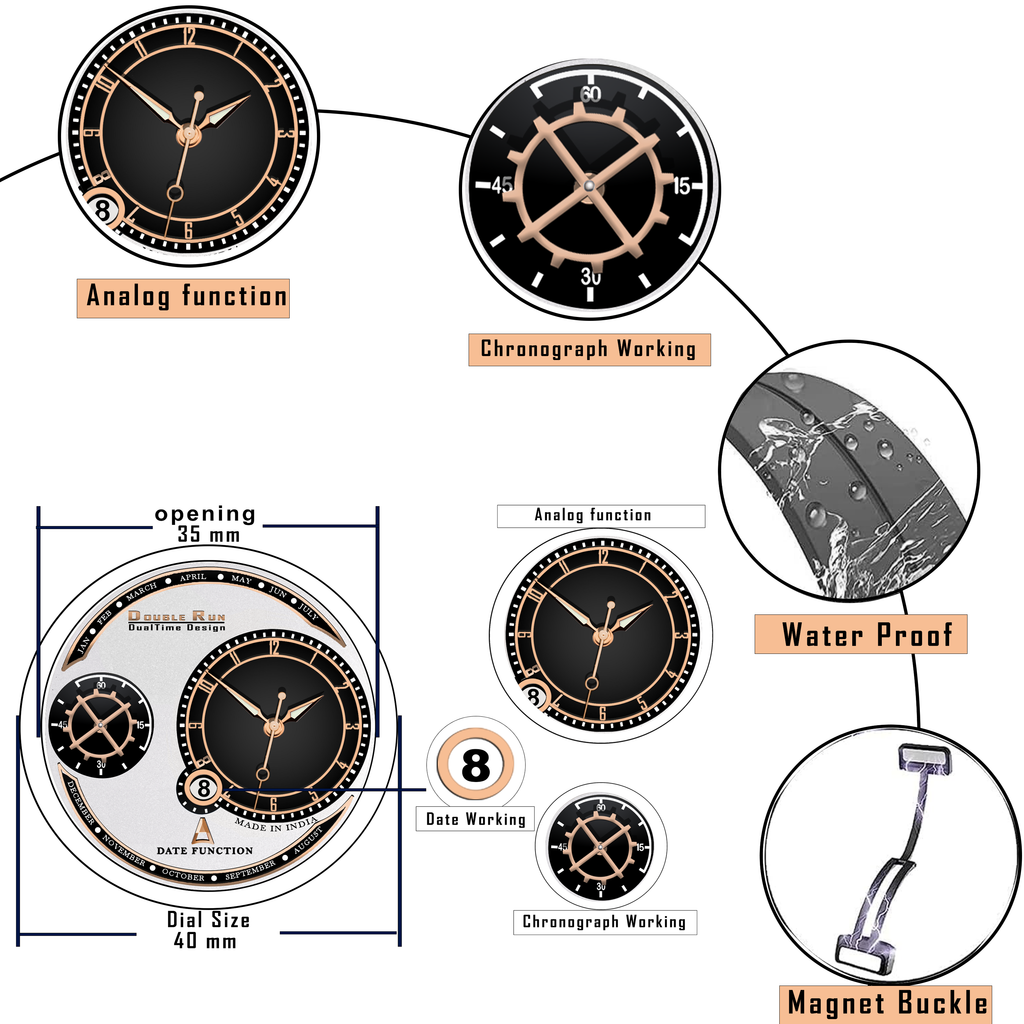 DOUBLERUN DR17015 Men’s Chronograph Watch | Waterproof, 3D Glass, Premium Silicone Strap