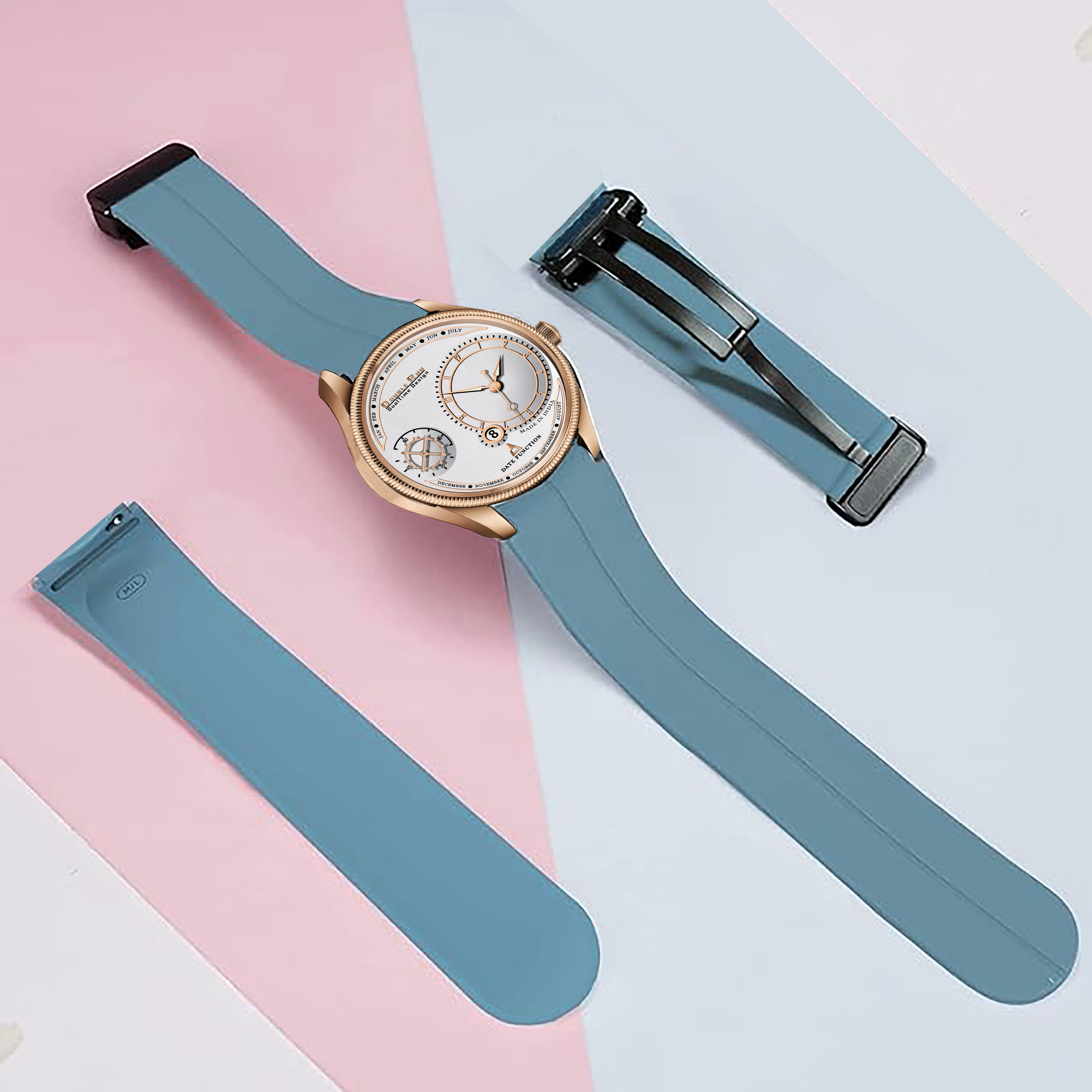 DOUBLERUN DR17018 Men’s Chronograph Watch | Waterproof, 3D Glass, Premium Silicone Strap