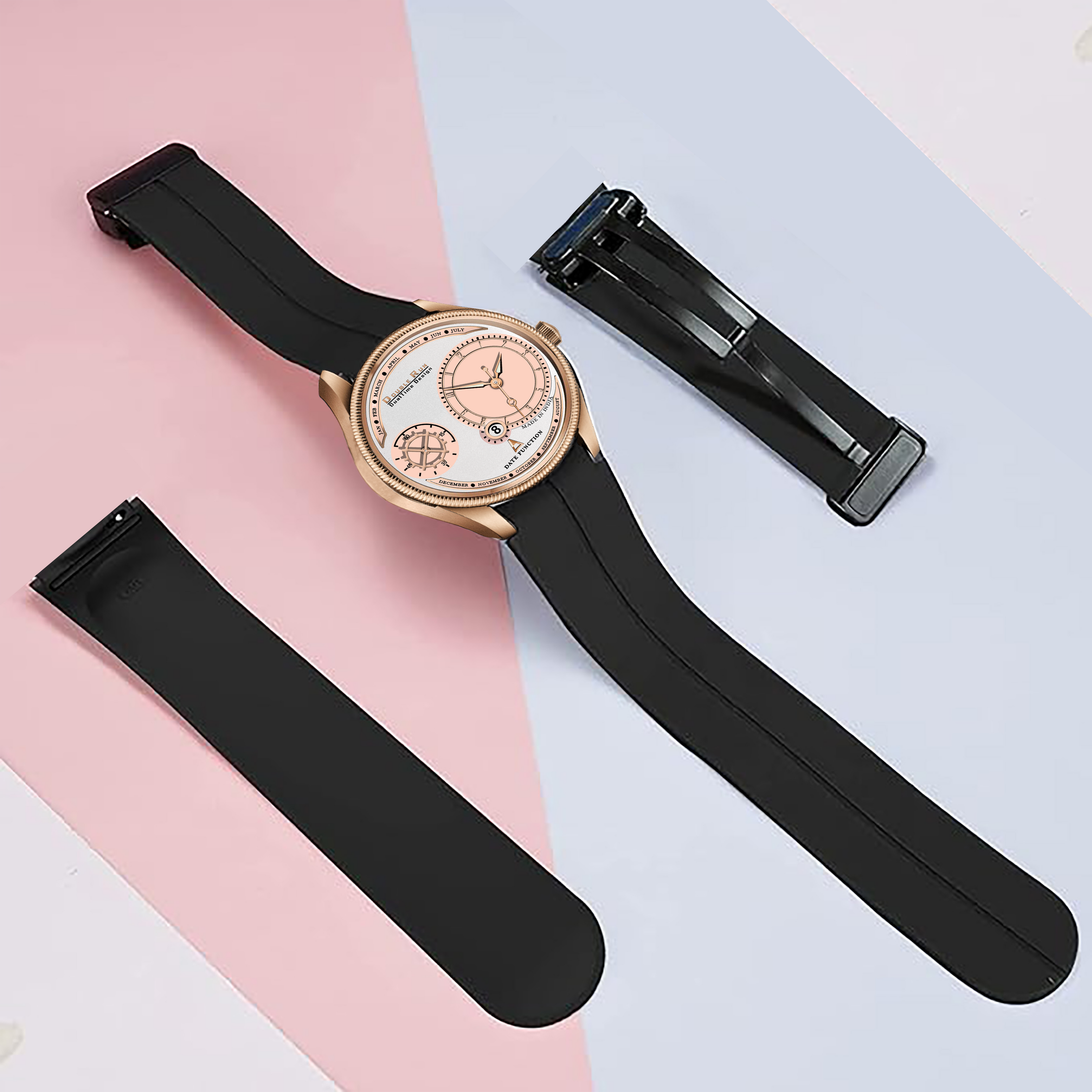 DOUBLERUN DR17019 Men’s Chronograph Watch | Waterproof, 3D Glass, Premium Silicone Strap