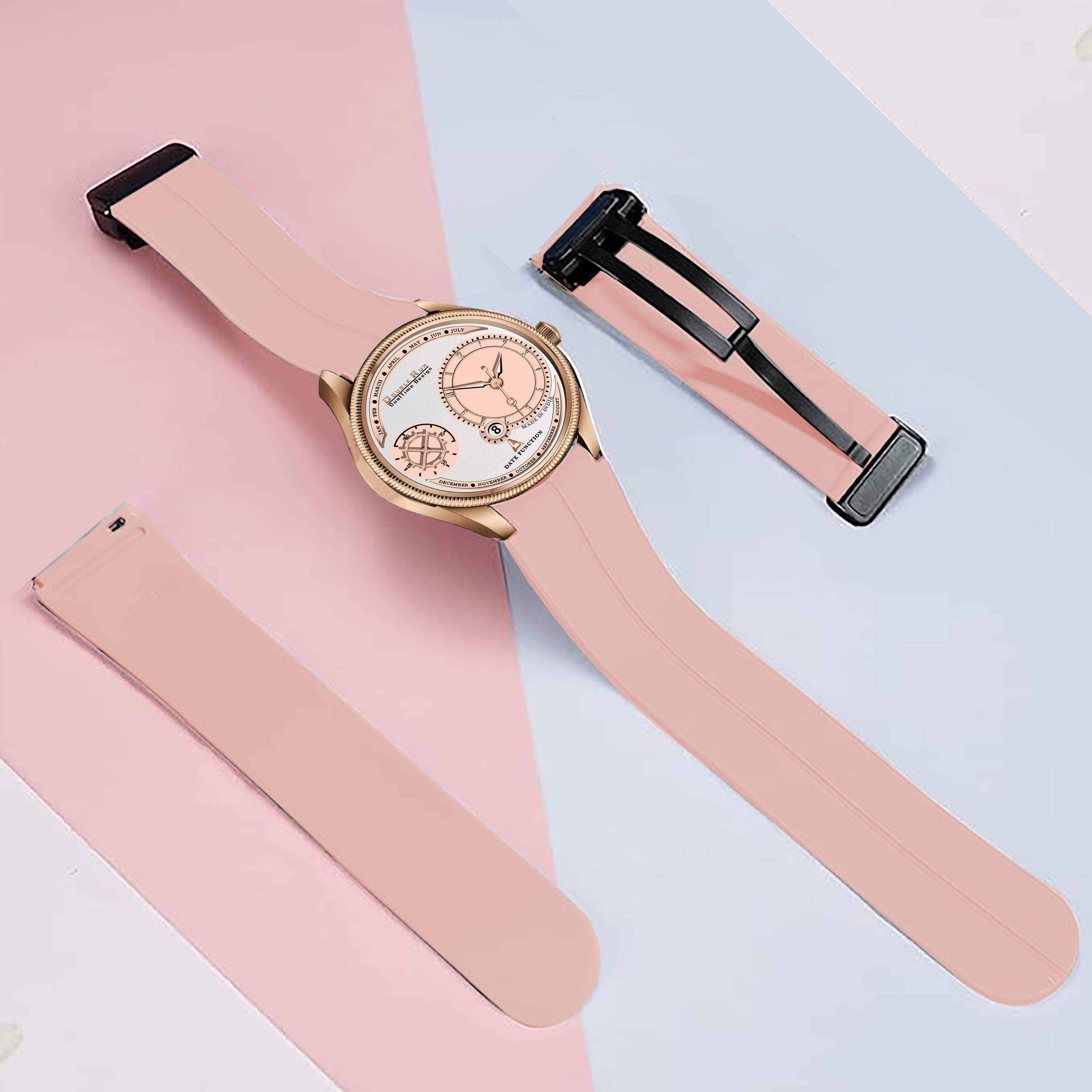 DOUBLERUN DR17020 Men’s Chronograph Watch | Waterproof, 3D Glass, Premium Silicone Strap