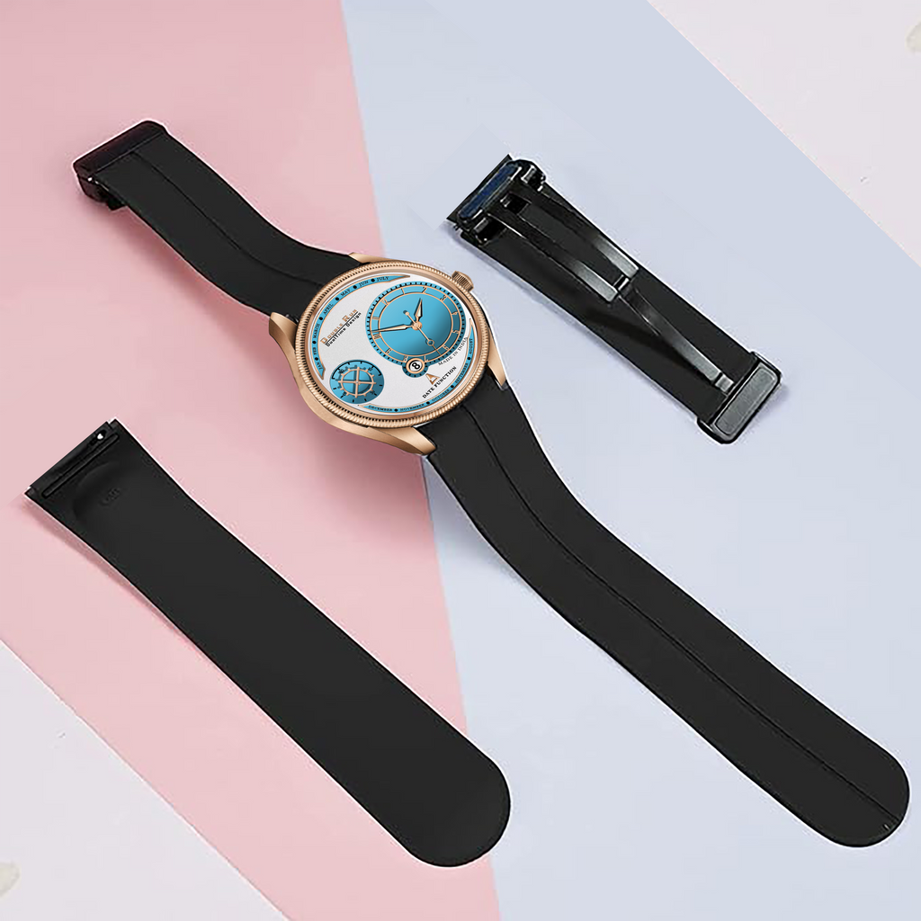 DOUBLERUN DR17033 Men’s Chronograph Watch | Waterproof, 3D Glass, Premium Silicone Strap