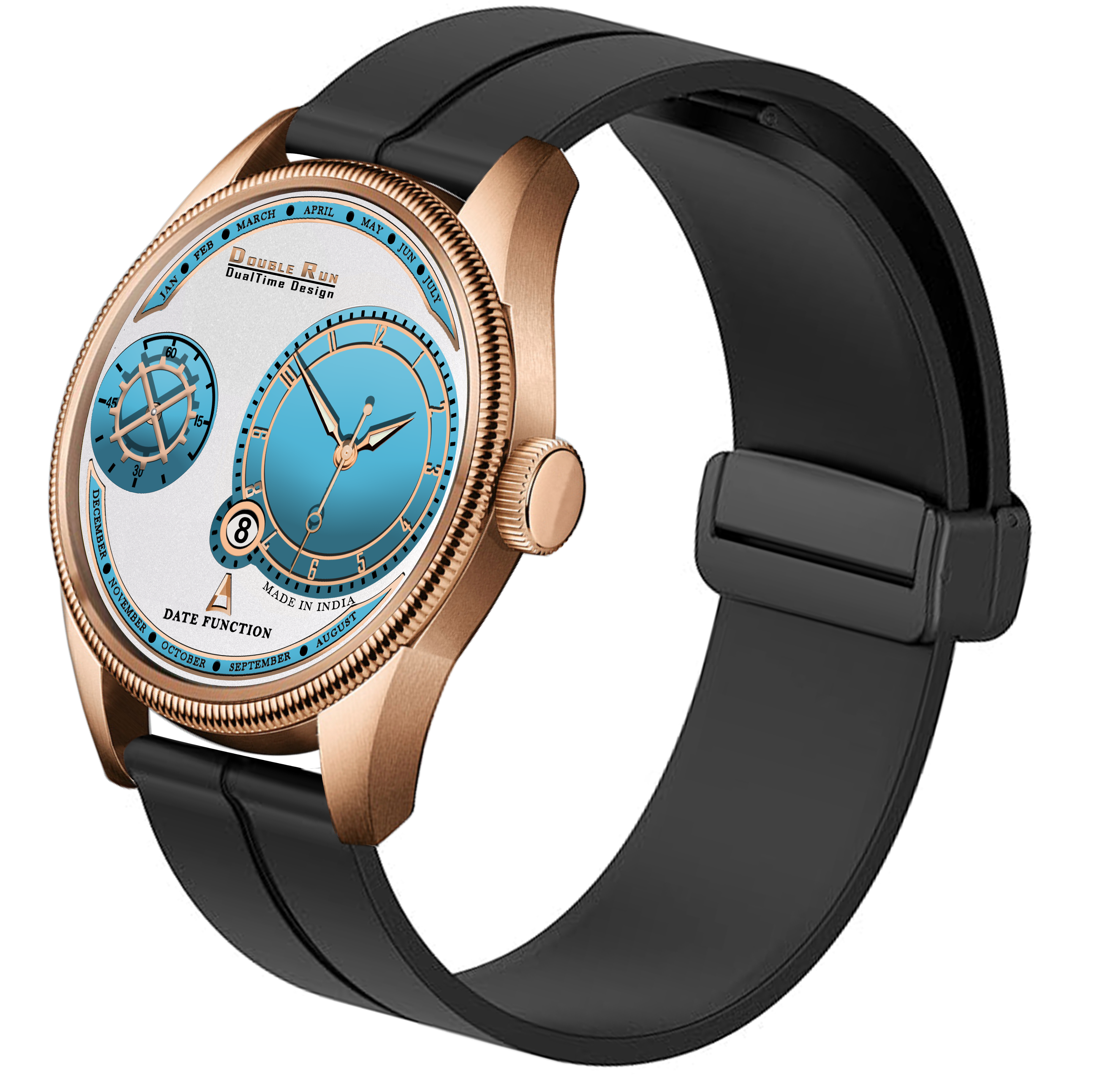 DOUBLERUN DR17033 Men’s Chronograph Watch | Waterproof, 3D Glass, Premium Silicone Strap