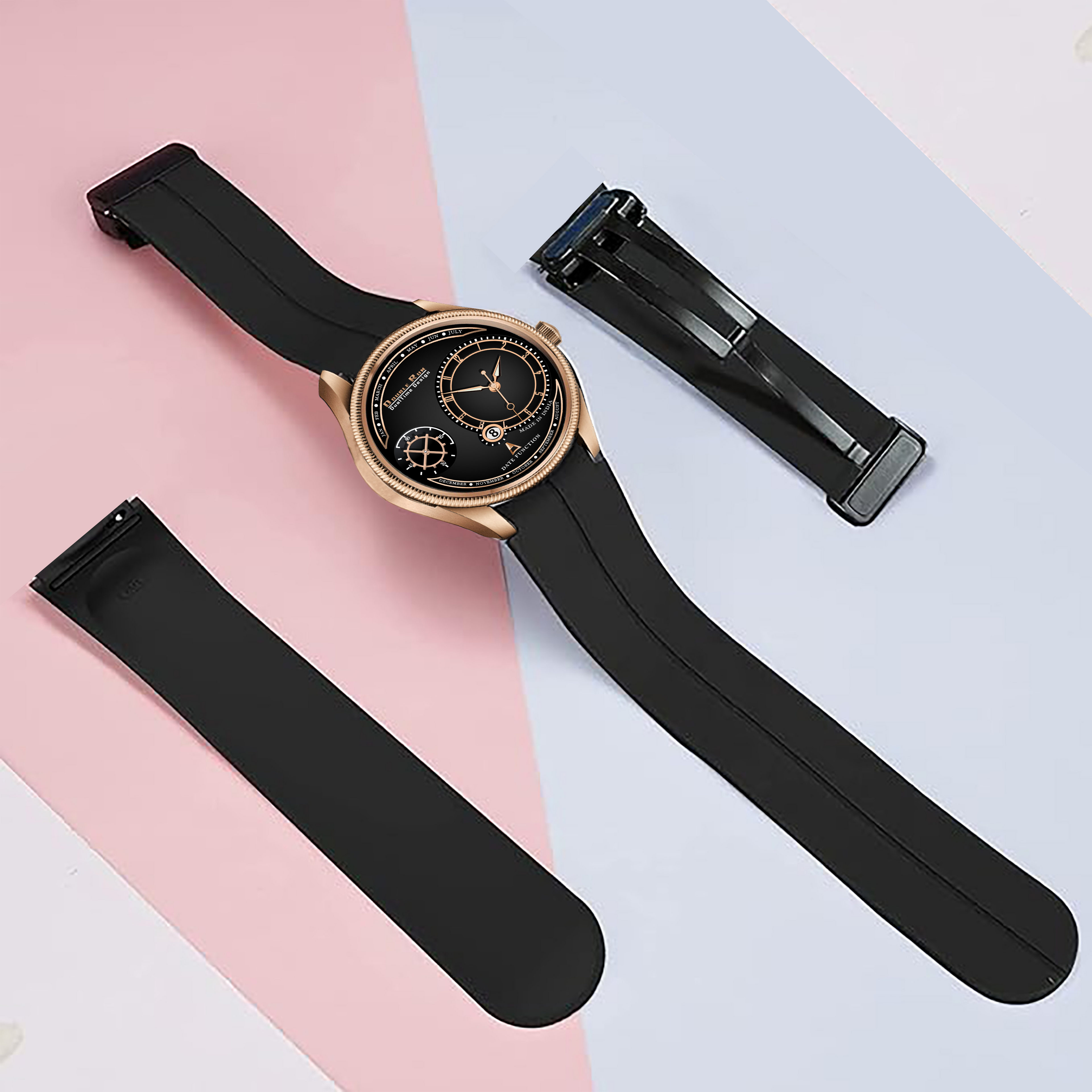 DOUBLERUN DR17034 Men’s Chronograph Watch | Waterproof, 3D Glass, Premium Silicone Strap