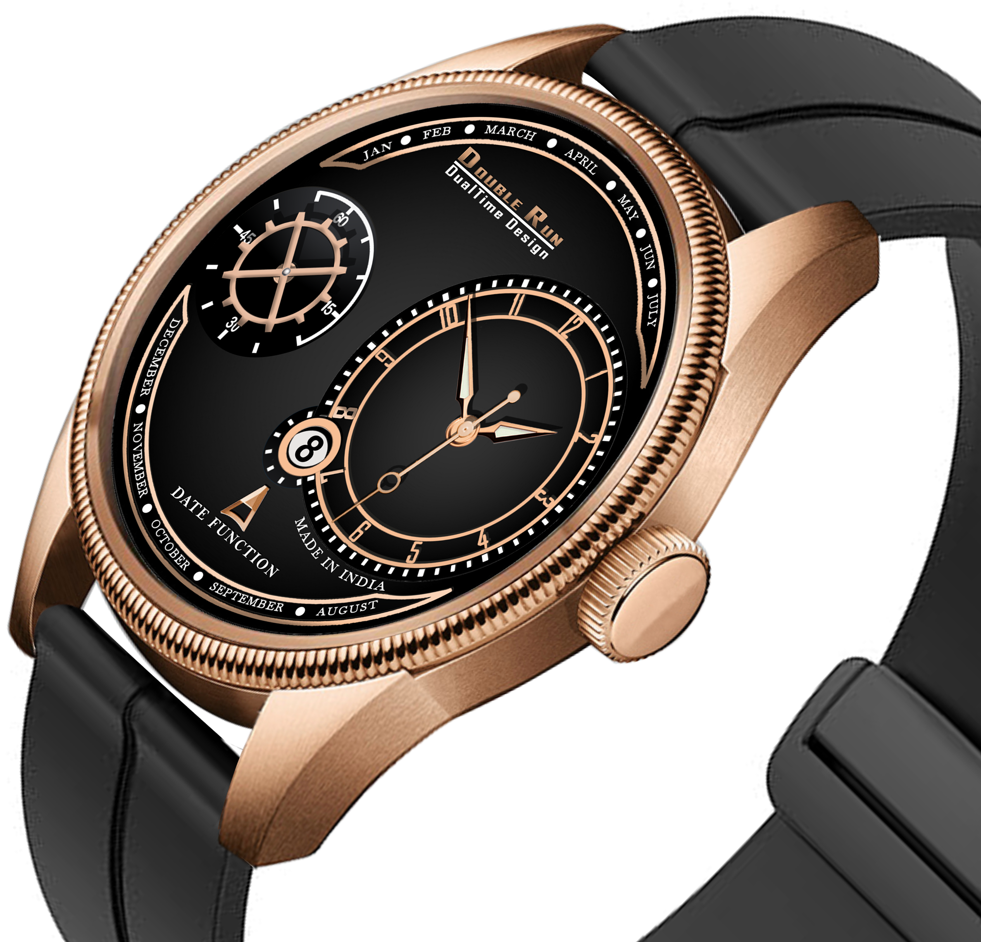 DOUBLERUN DR17034 Men’s Chronograph Watch | Waterproof, 3D Glass, Premium Silicone Strap