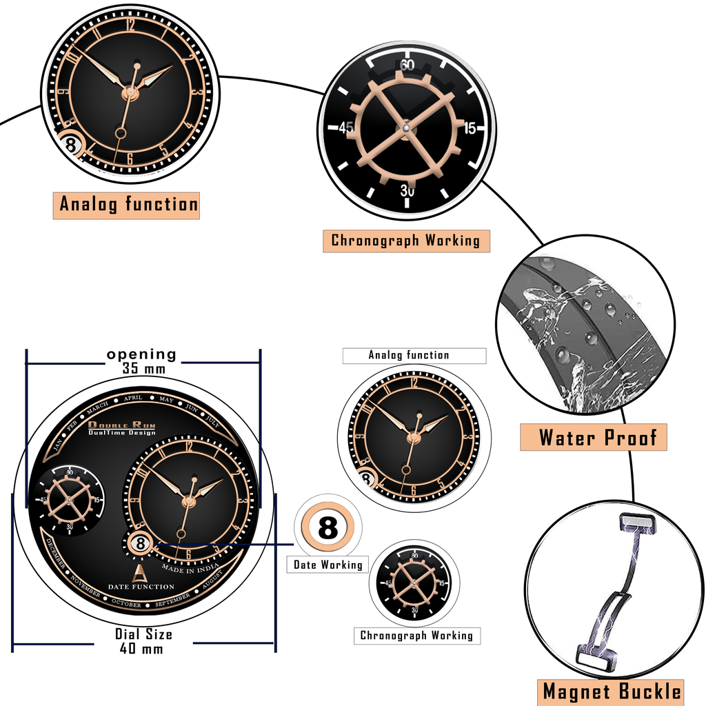 DOUBLERUN DR17034 Men’s Chronograph Watch | Waterproof, 3D Glass, Premium Silicone Strap