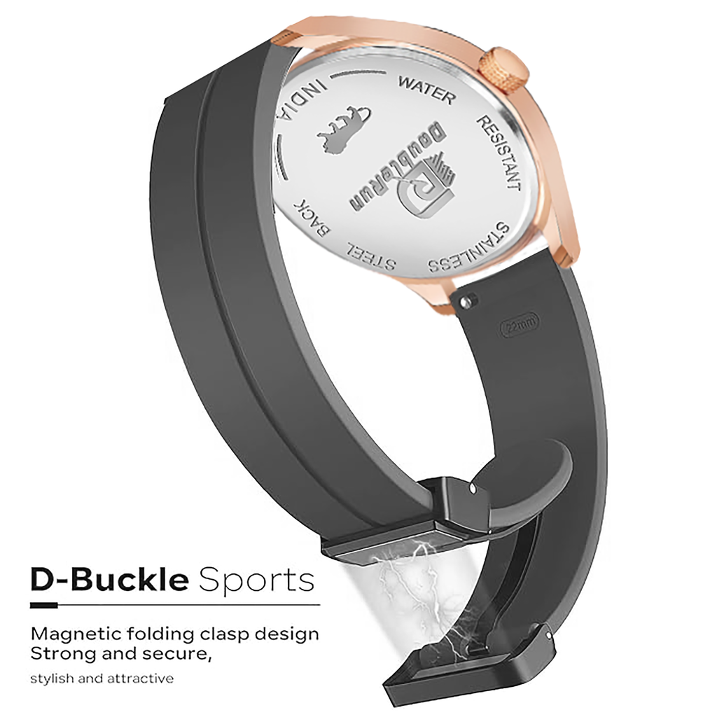 DOUBLERUN DR17035 Men’s Chronograph Watch | Waterproof, 3D Glass, Premium Silicone Strap