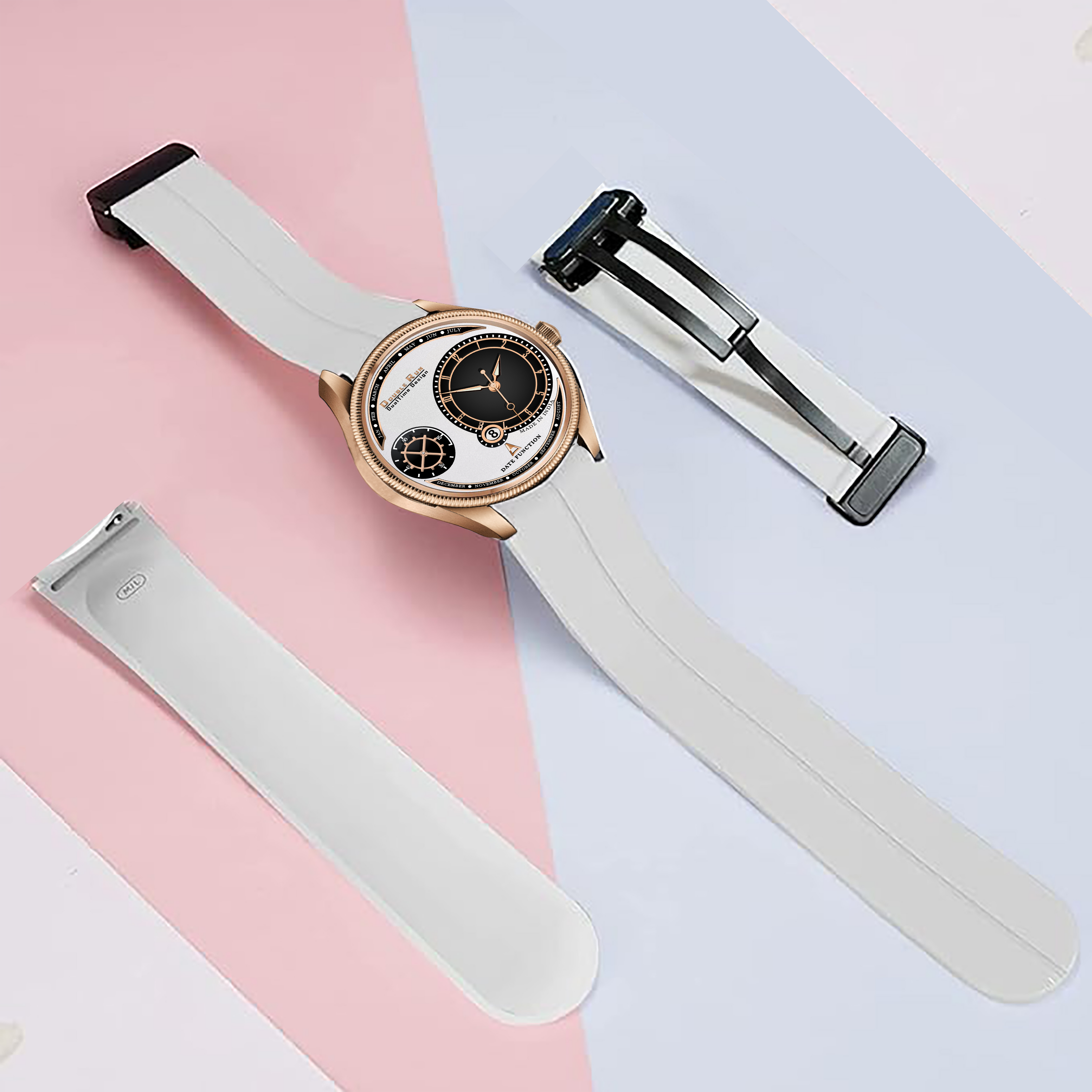 DOUBLERUN DR17036 Men’s Chronograph Watch | Waterproof, 3D Glass, Premium Silicone Strap