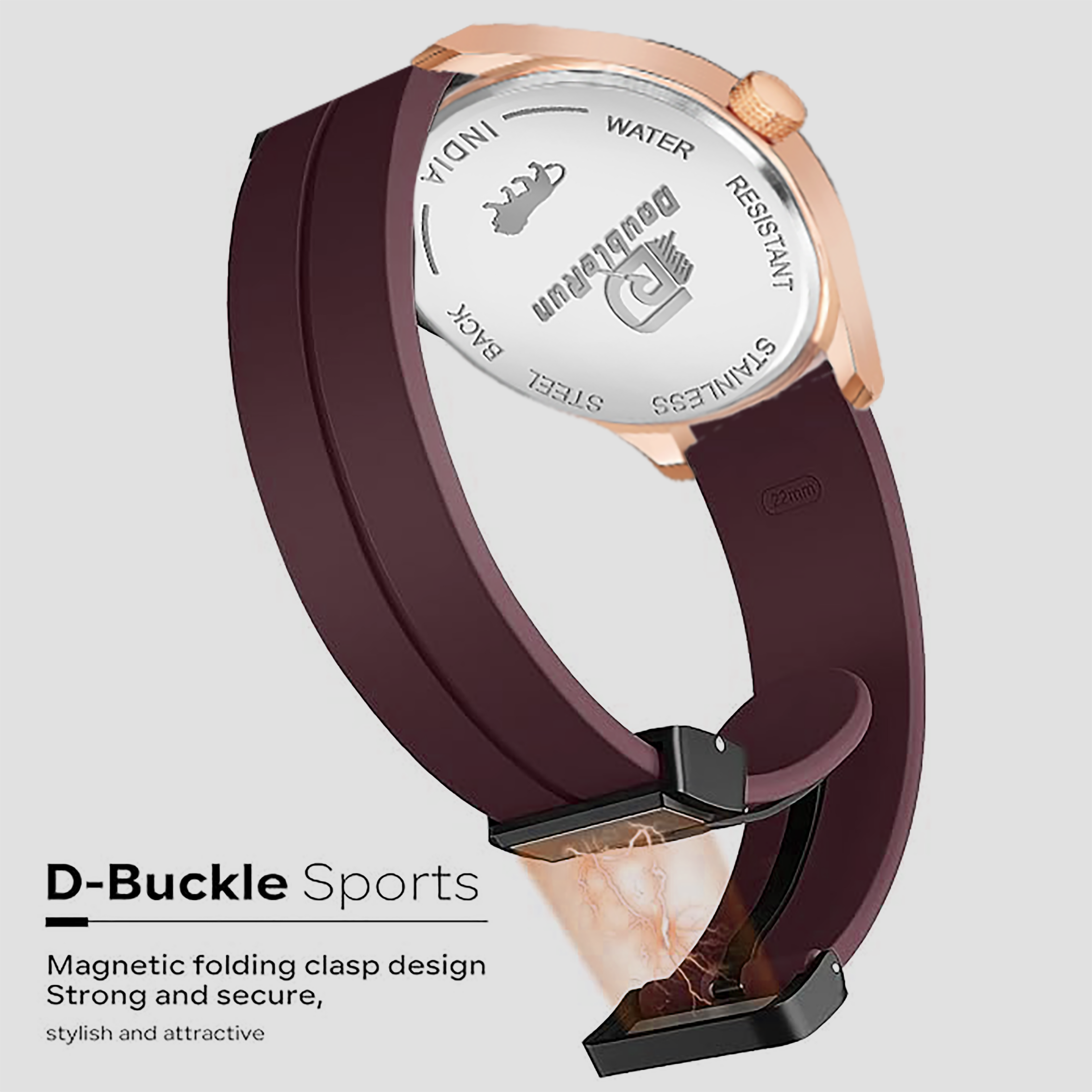 DOUBLERUN DR17038 Men’s Chronograph Watch | Waterproof, 3D Glass, Premium Silicone Strap