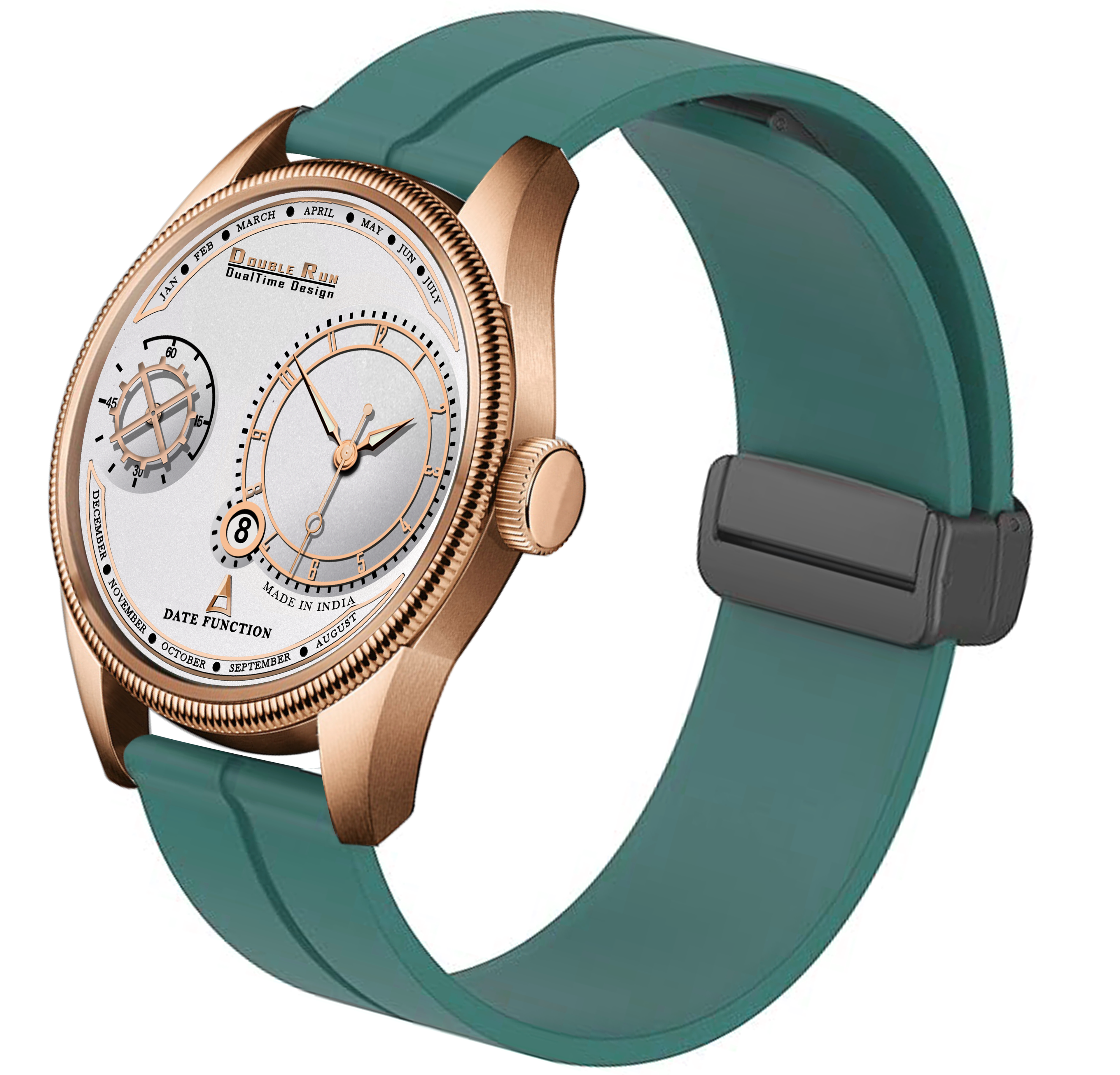 DOUBLERUN DR17039 Men’s Chronograph Watch | Waterproof, 3D Glass, Premium Silicone Strap