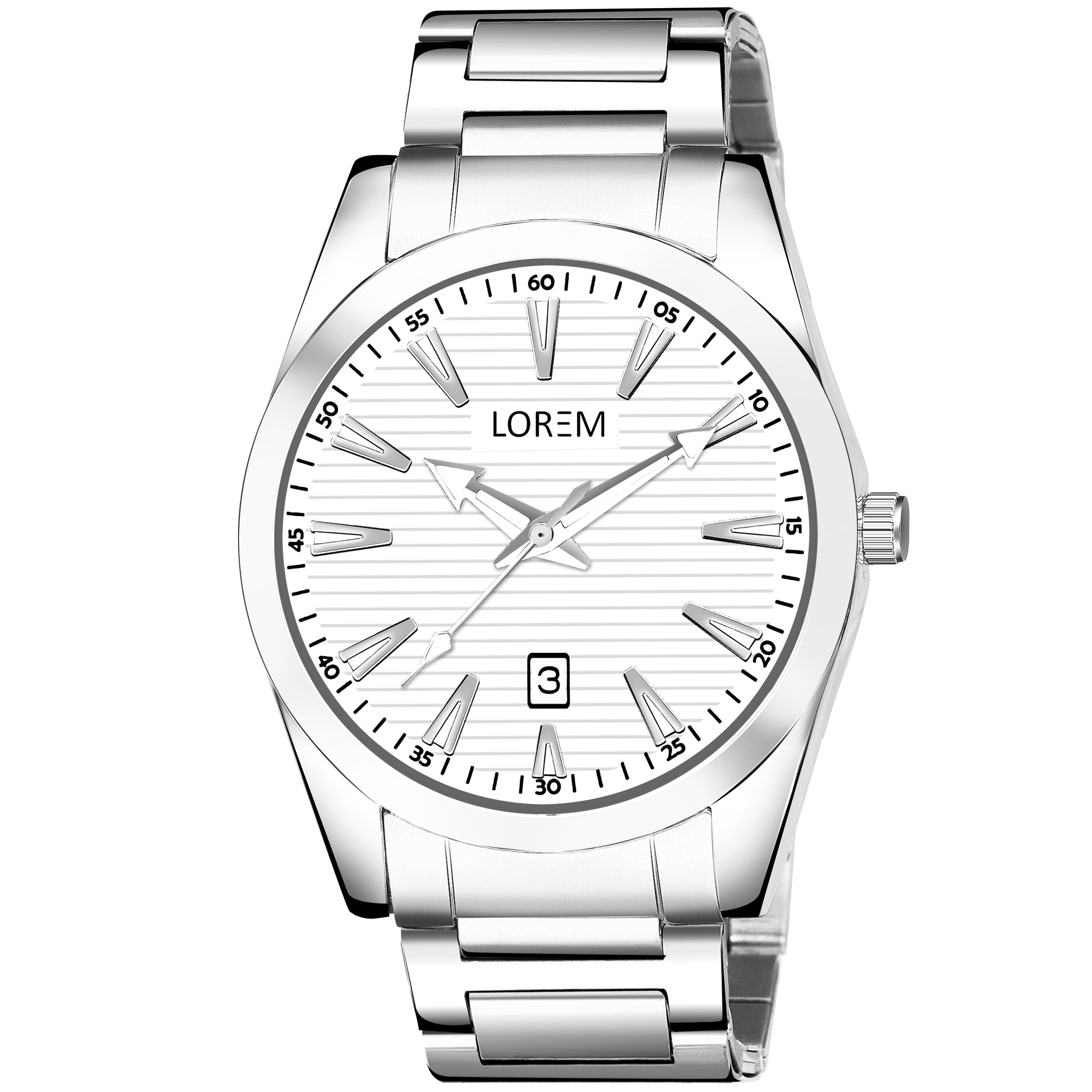 LOREM LR152 Men’s Stainless Steel Watch with Brass Dial & Date Function
