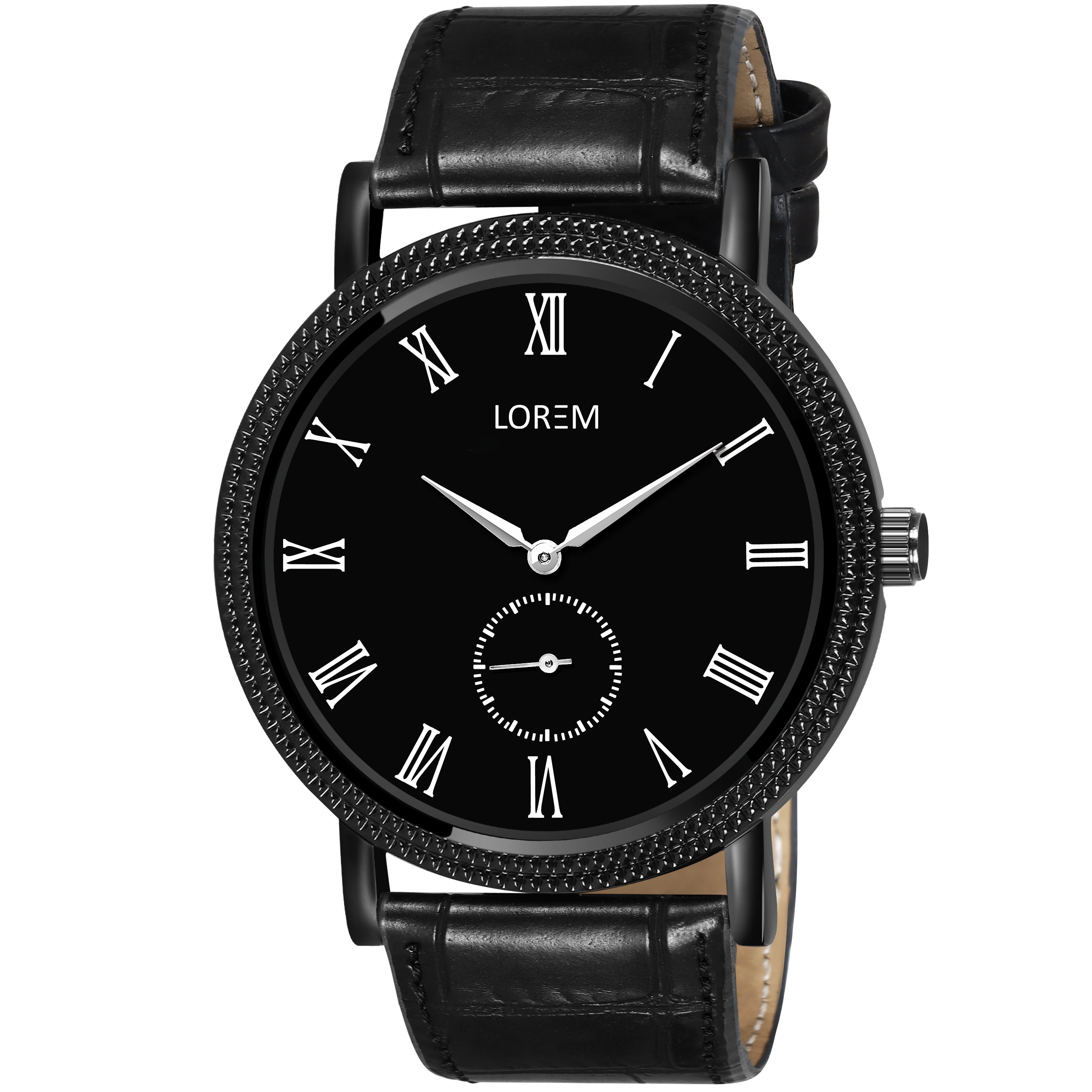 LOREM LR164 Men’s Lightweight Chronograph Watch with Roman Numerals & Faux Leather Strap