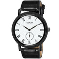 LOREM LR163 Men’s Chronograph Watch with Roman Numerals & Faux Leather Strap