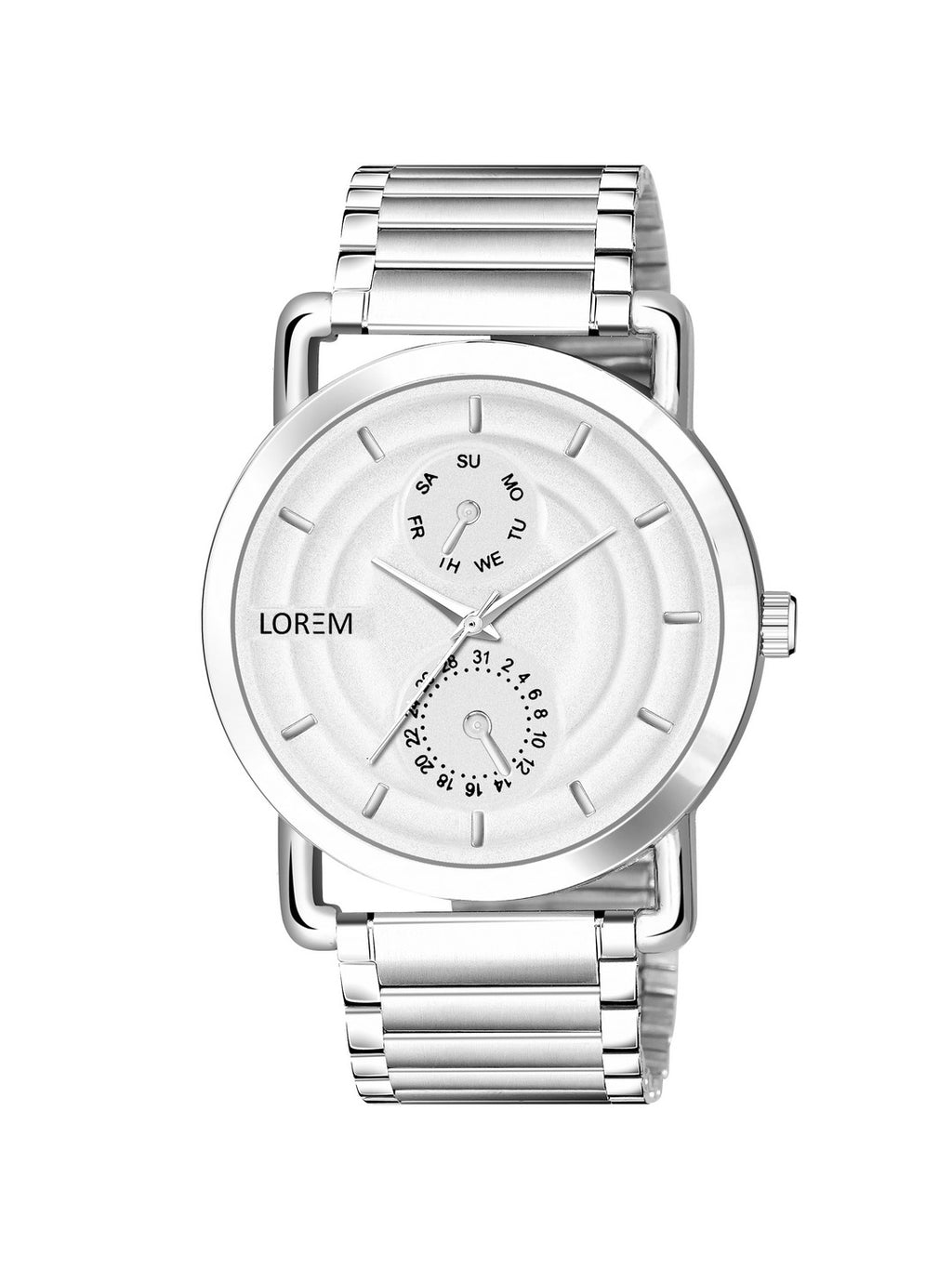 LOREM LR121 Men’s Stainless Steel Wrist Watch with Brass Hydraulic Dial, Day & Date Function.