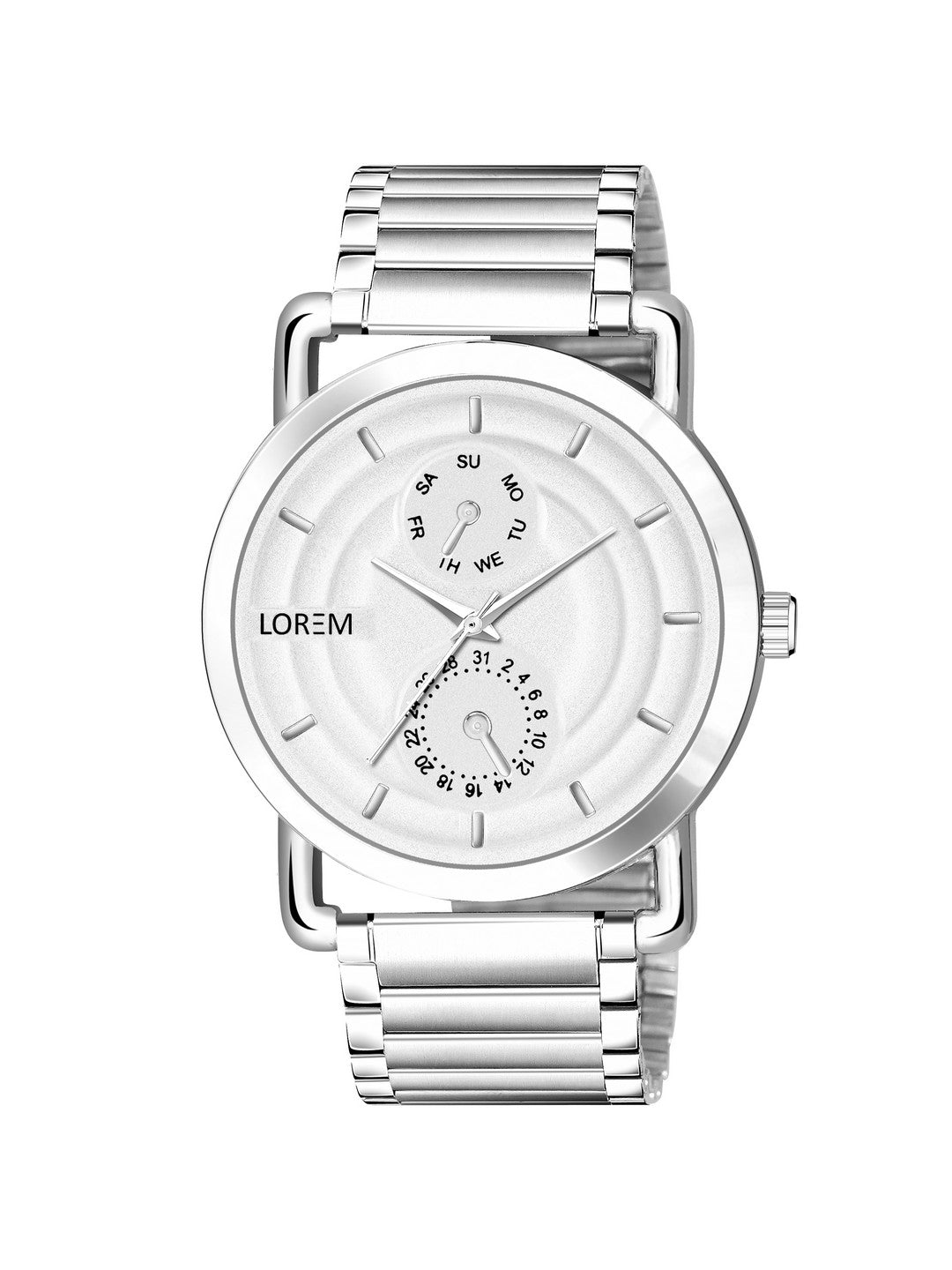 LOREM LR121 Men’s Stainless Steel Wrist Watch with Brass Hydraulic Dial, Day & Date Function.