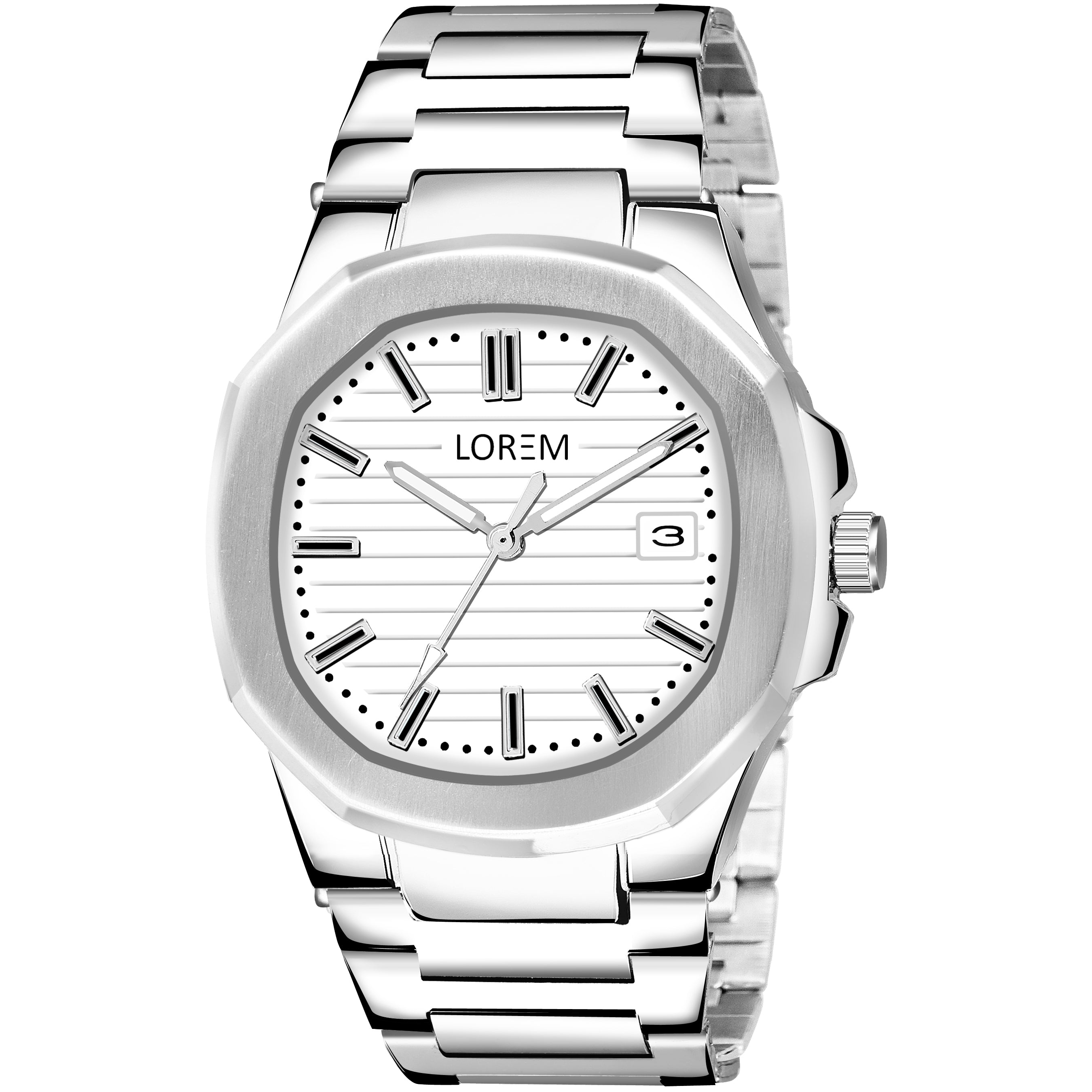 LOREM LR147 Men’s Stainless Steel Wrist Watch with Brass Dial, Date Function