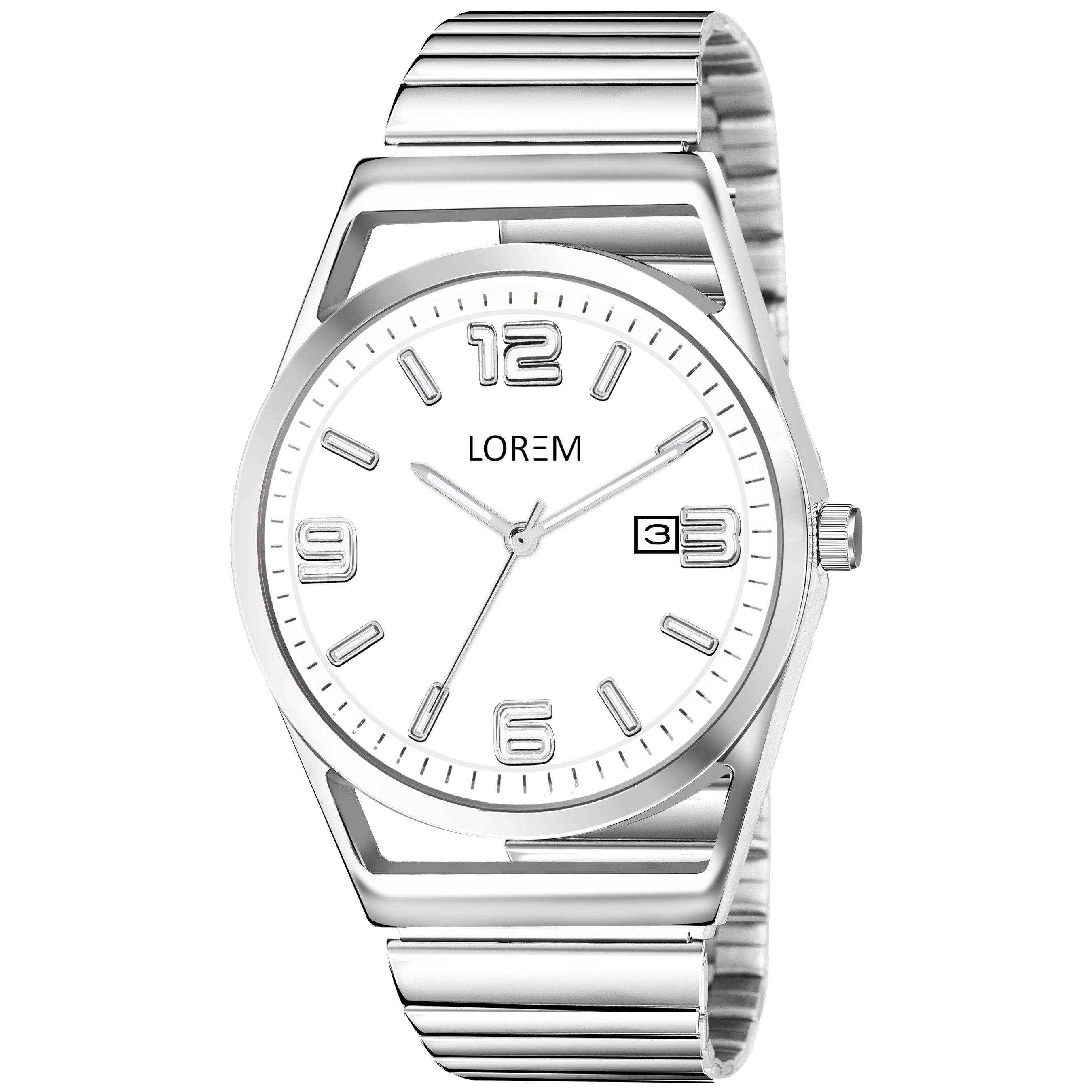 LOREM LR157 Men’s Stainless Steel Watch with Brass Dial & Date Function