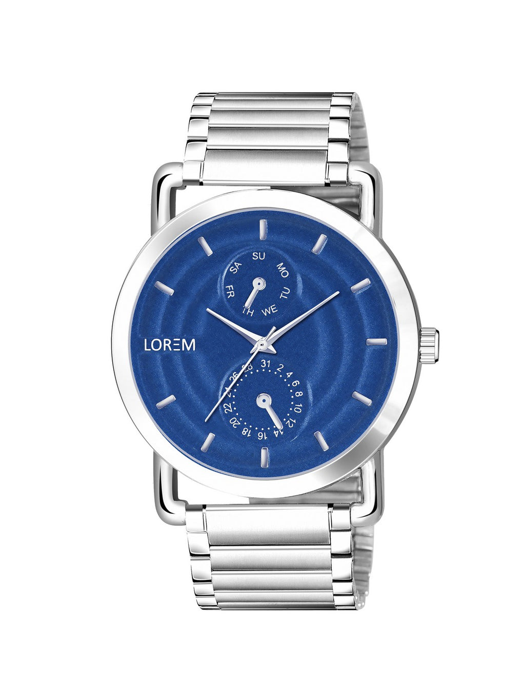 LOREM LR122 Men’s Stainless Steel Wrist Watch with Brass Hydraulic Dial, Day & Date Function.