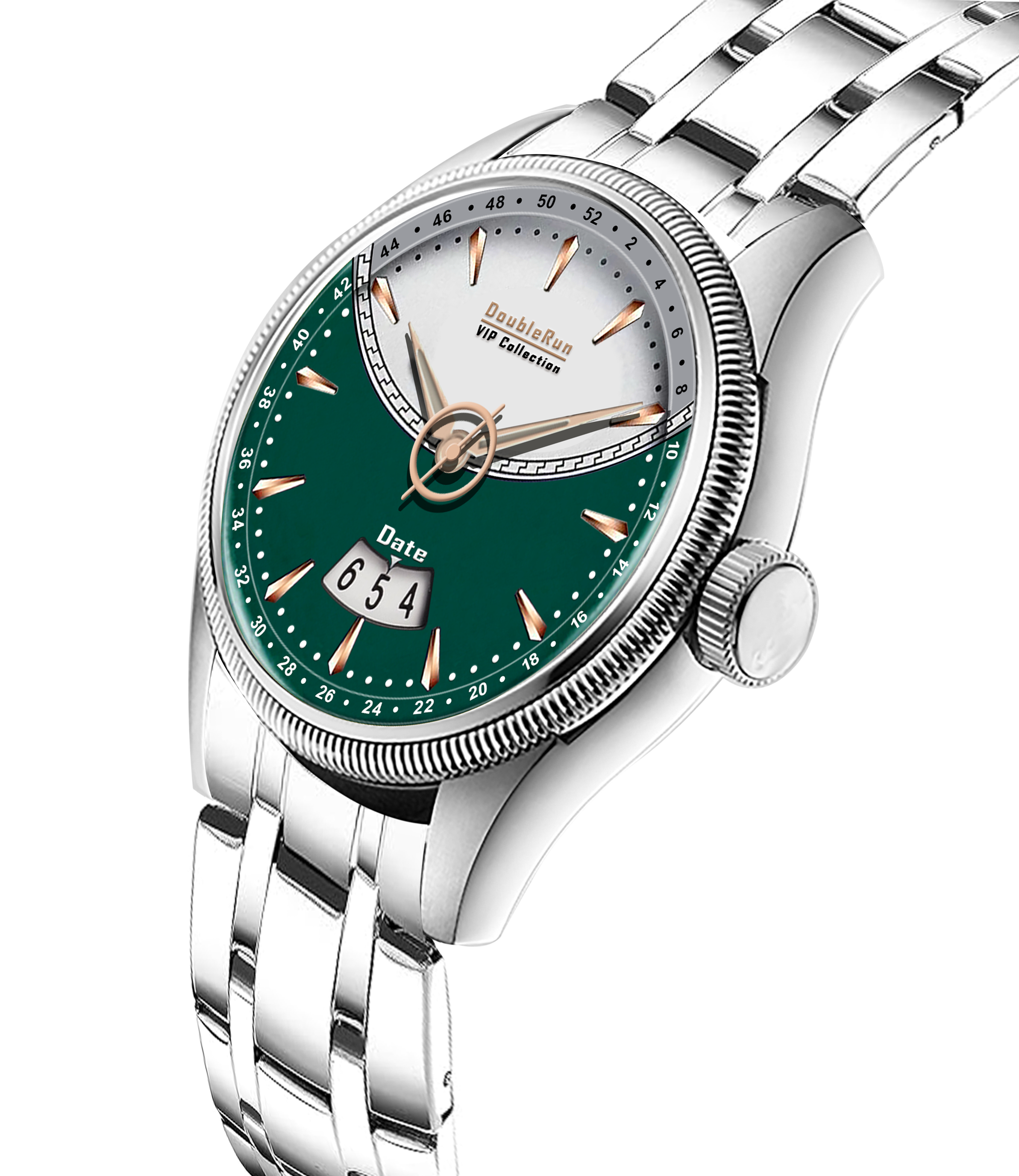 DOUBLERUN DR22001 Stainless Steel Men’s Wrist Watch with Date Function