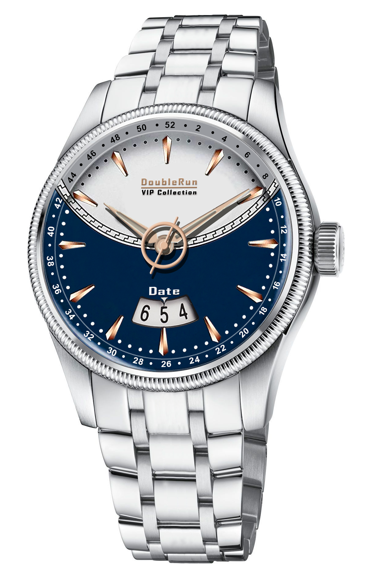 DOUBLERUN DR22003 Stainless Steel Men’s Wrist Watch with Date Function